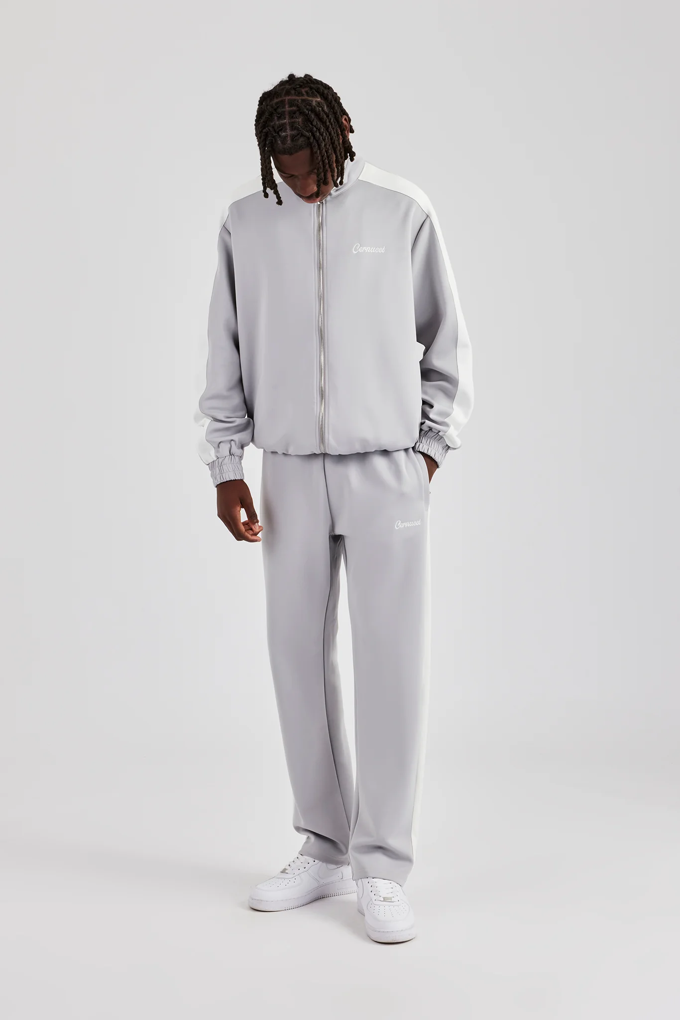 Contrast Panel Tracksuit - Grey - Image 2