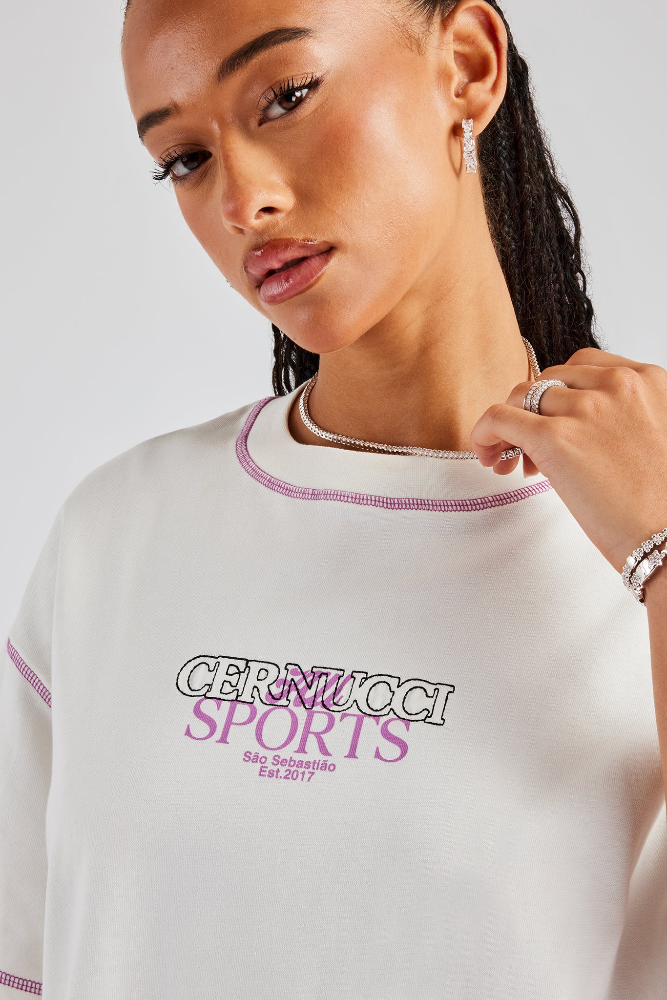 Contrast Stitch Sports Oversized T-Shirt - Image 2