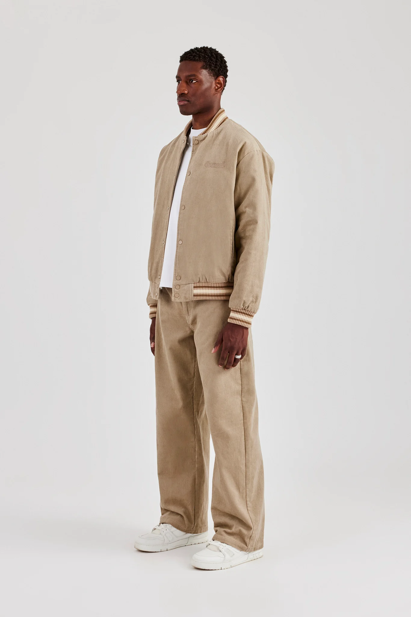 Cord Bomber Jacket & Baggy Fit Trouser - Taupe - Image 2