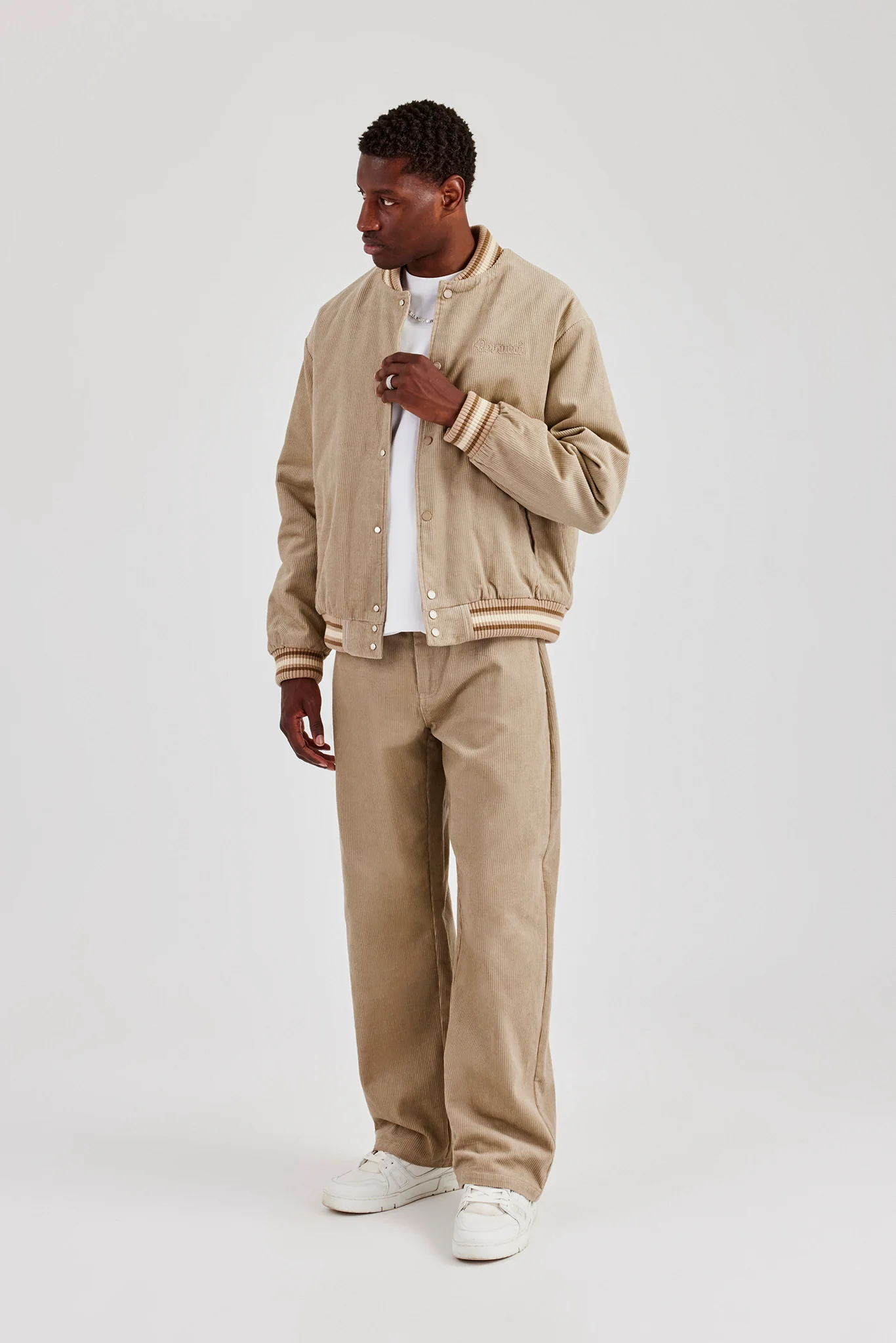 Cord Bomber Jacket & Baggy Fit Trouser - Taupe - Image 4