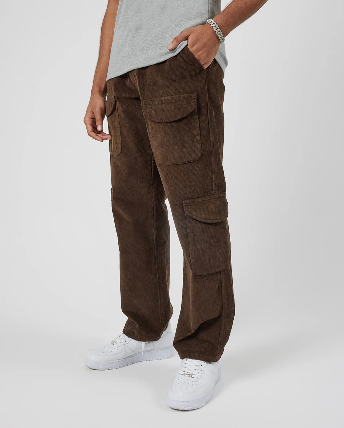 Cord Cargo Trouser - Chocolate - Image 2