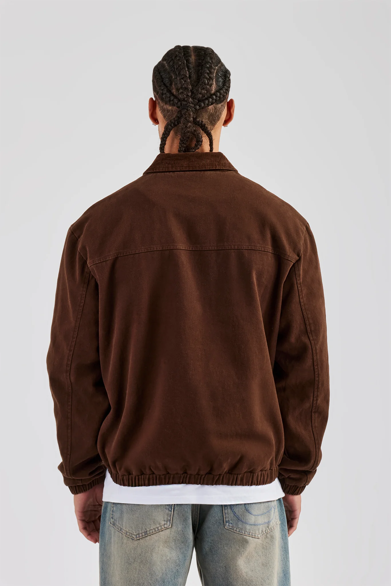 Cord Collar Carpenter Twill Harrington - Chocolate - Image 2