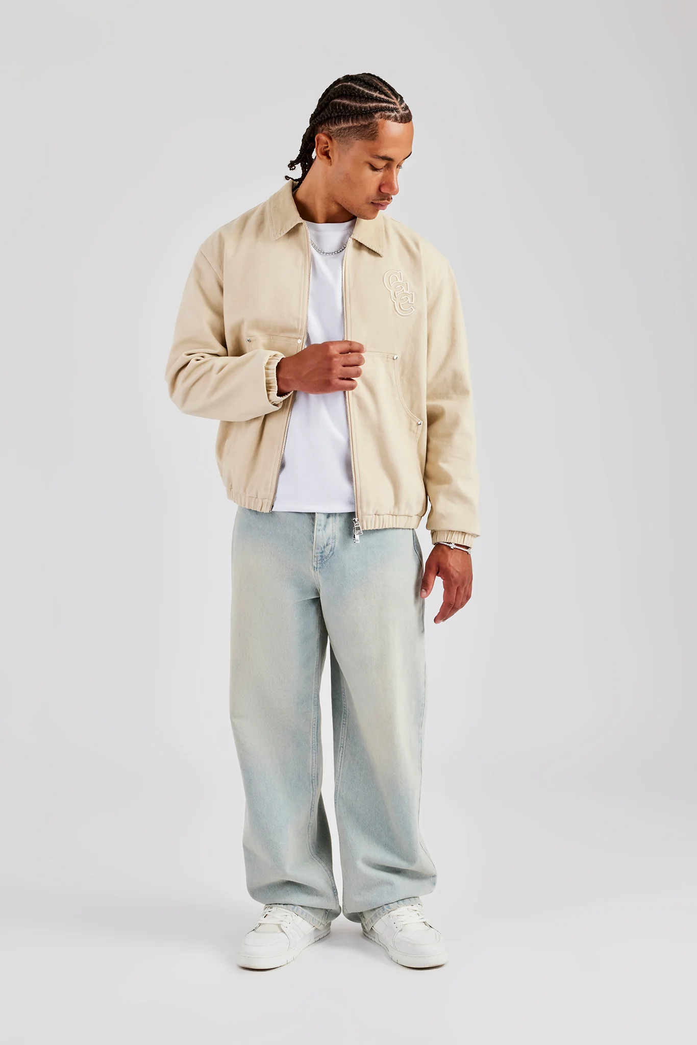 Cord Collar Carpenter Twill Harrington - Stone
