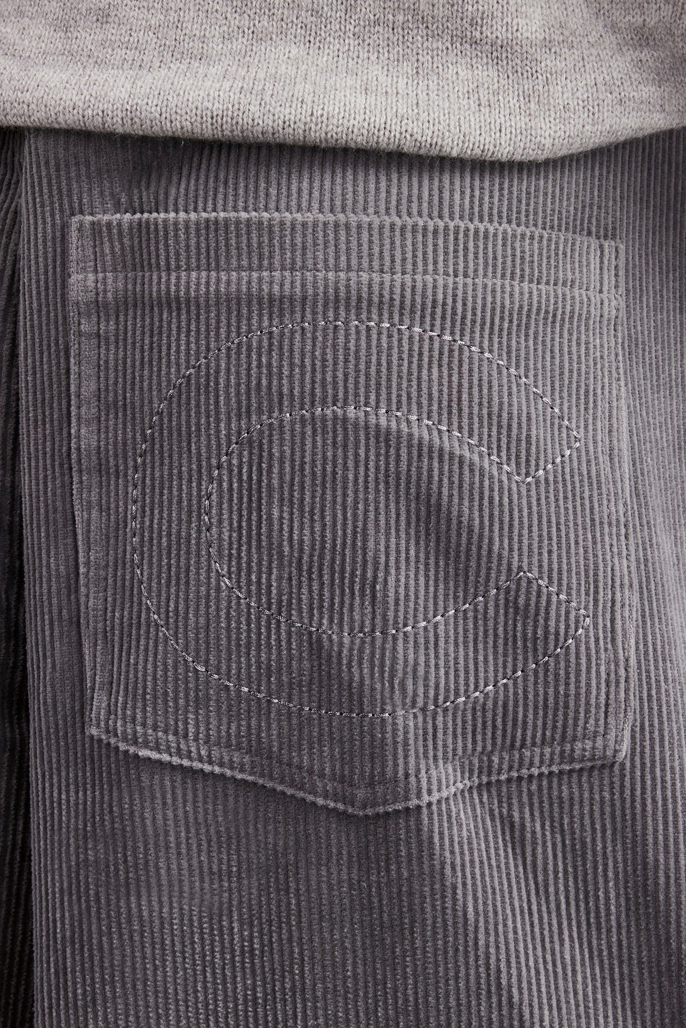 Cord Straight Leg Trouser - Grey - Image 3