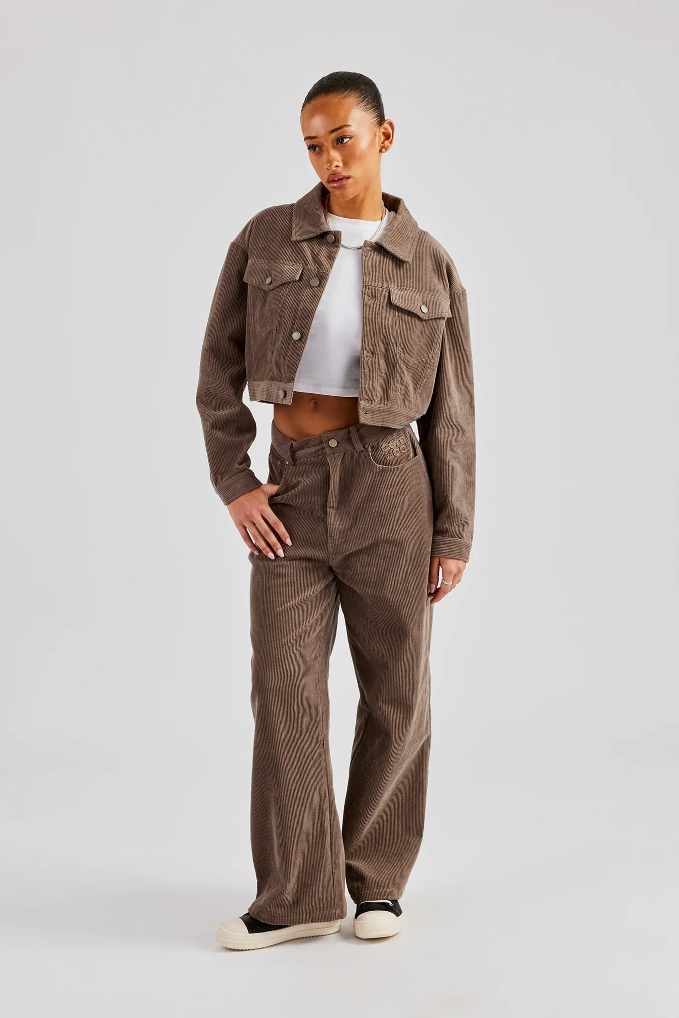 Cord Wide Leg Trouser - Taupe - Image 5