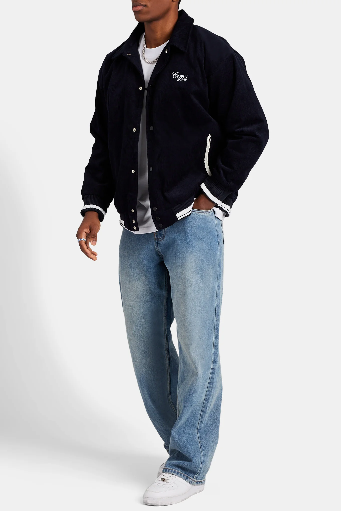 Corduroy Harrington With Sports Rib - Navy - Image 4