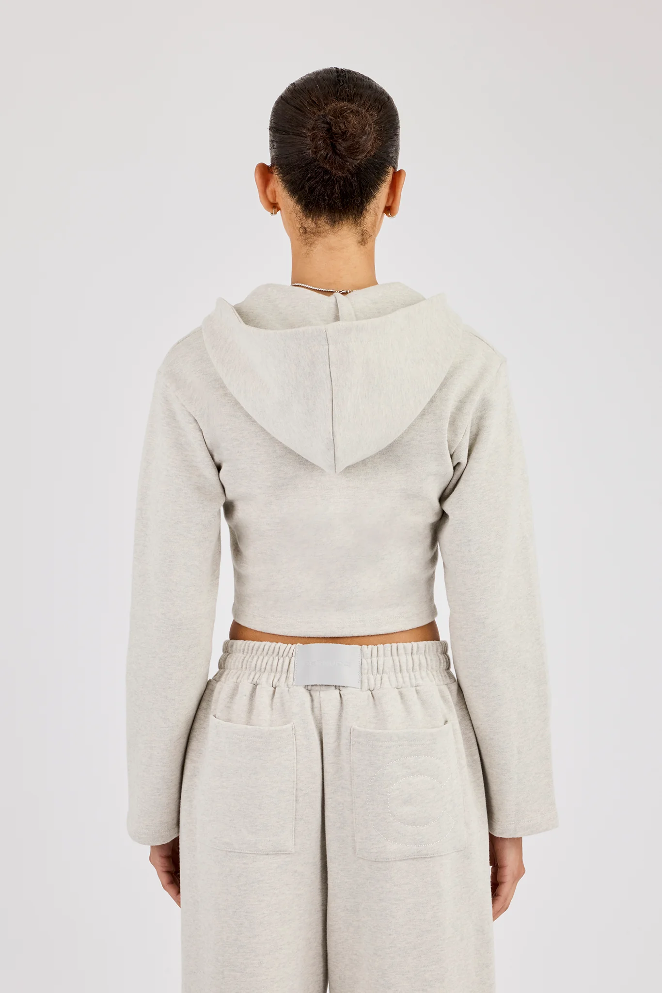 Corset Fitted Zip Hoodie - Ash Grey - Image 3
