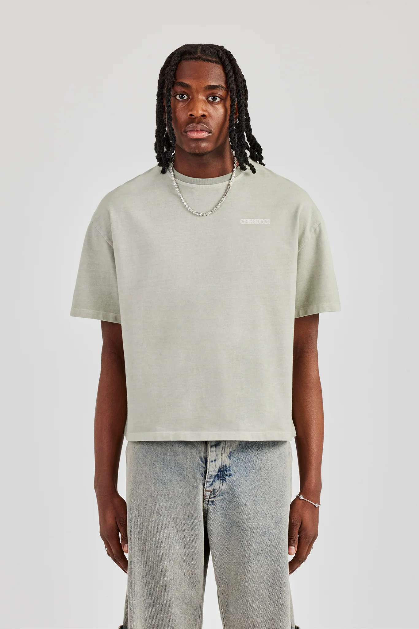 Cracked Back Print Boxy T-Shirt - Green - Image 2