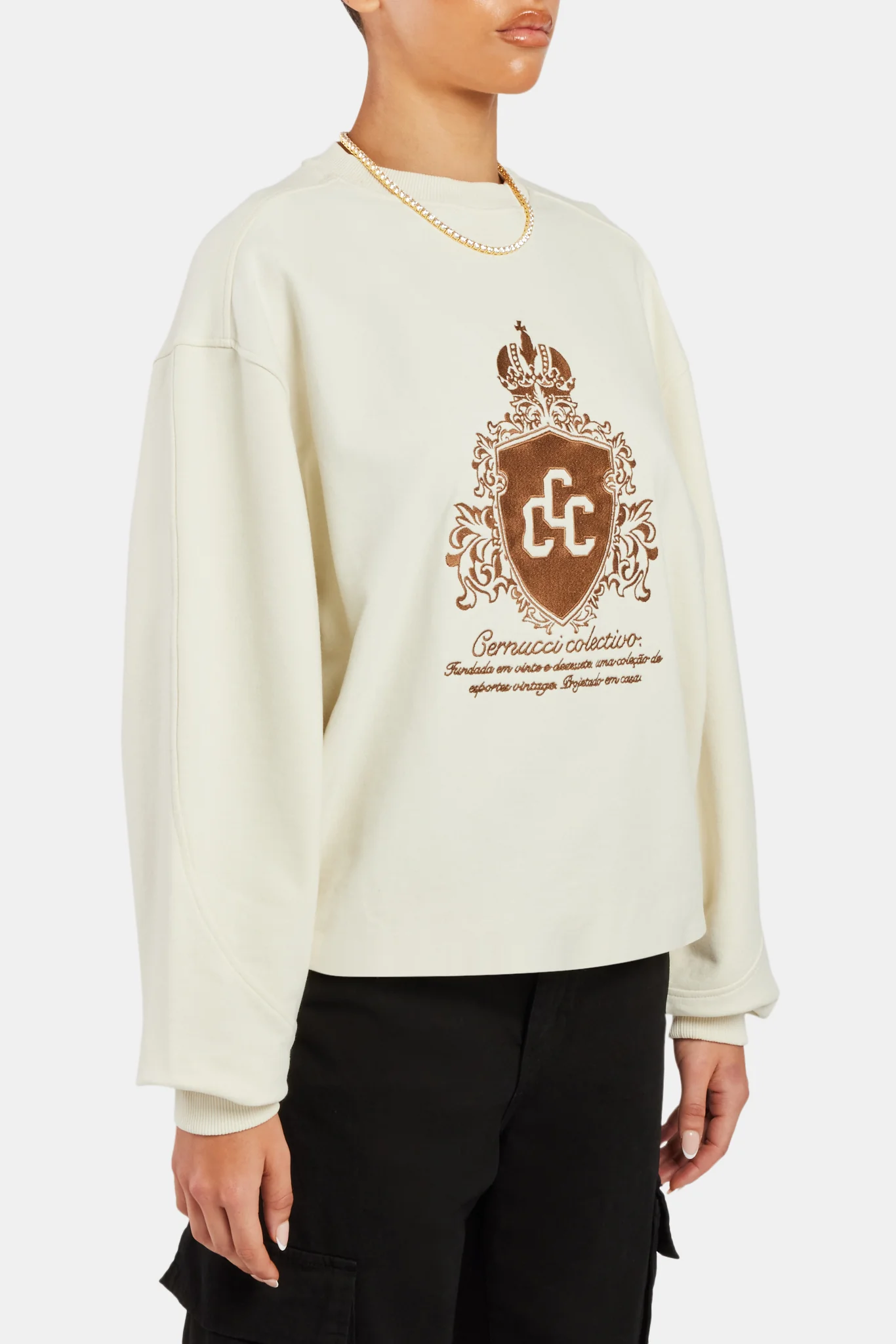 Crnc Applique Varsity Sweatshirt - Ecru - Image 3
