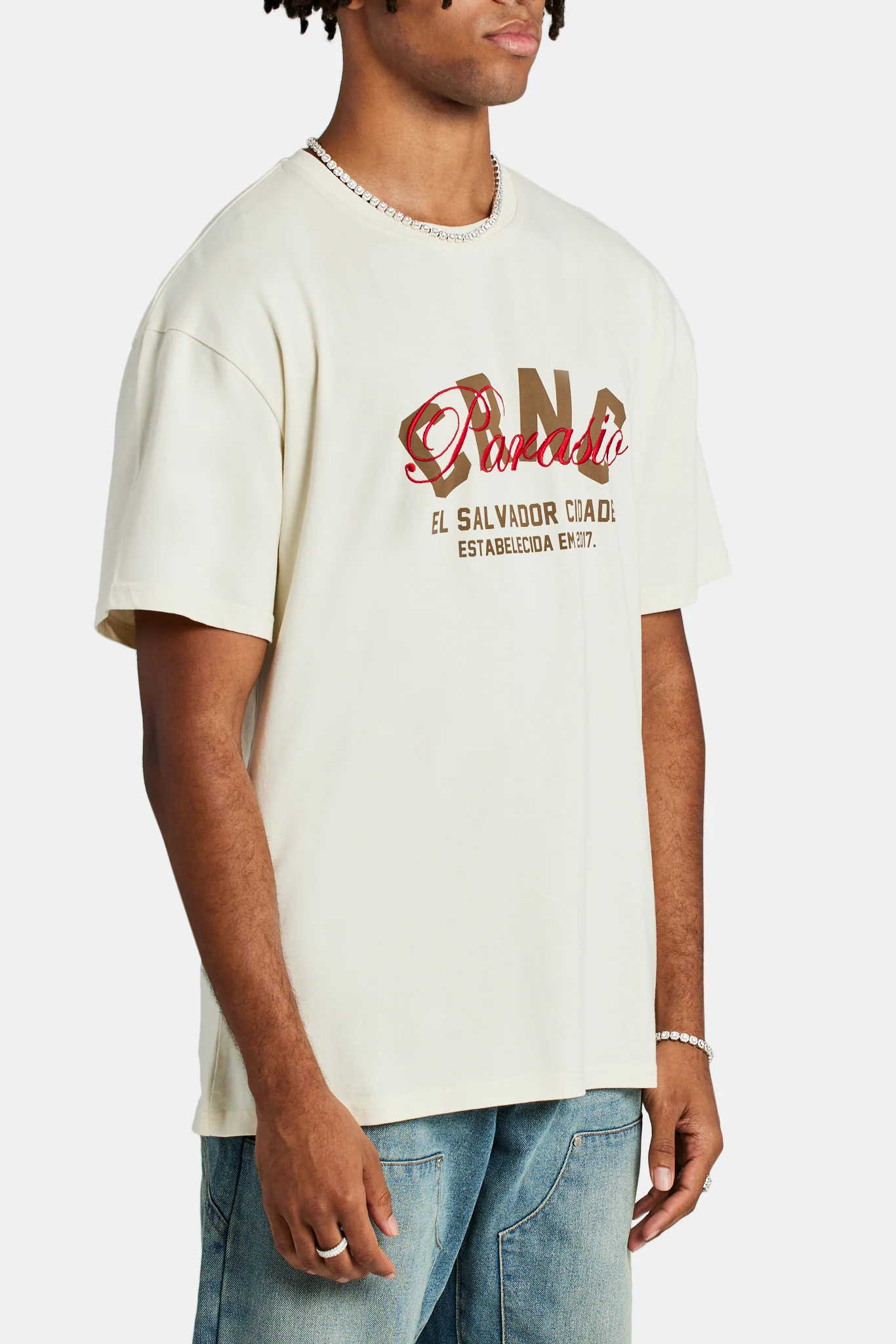 Crnc Paraiso Embroidered T-shirt - Ecru - Image 4