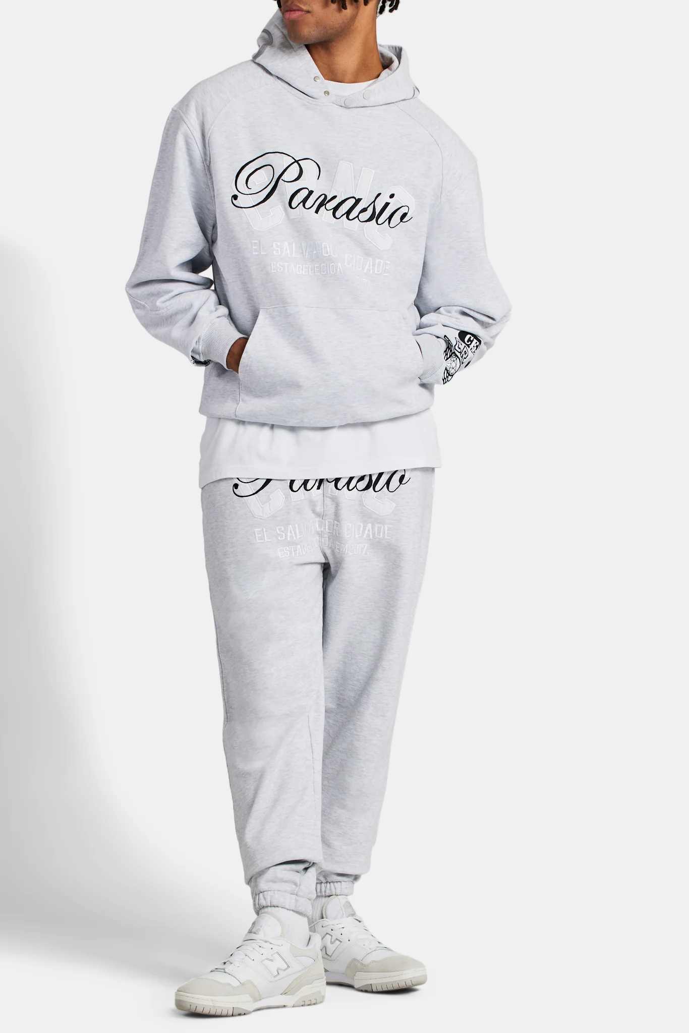 Crnc Salvador Applique Varsity Hoodie - Grey Marl - Image 2