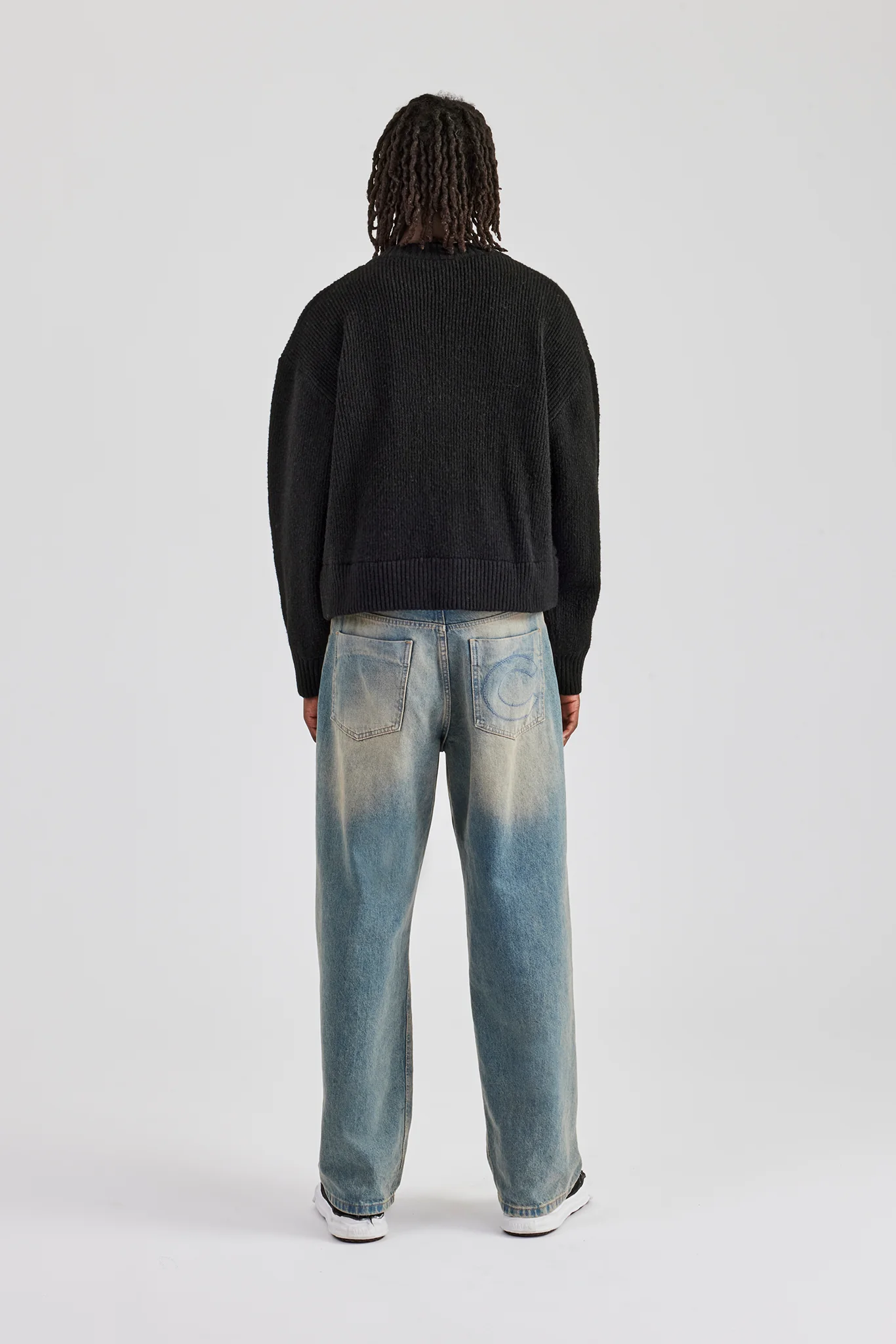 Cropped Boxy Knitted Bomber - Black - Image 4