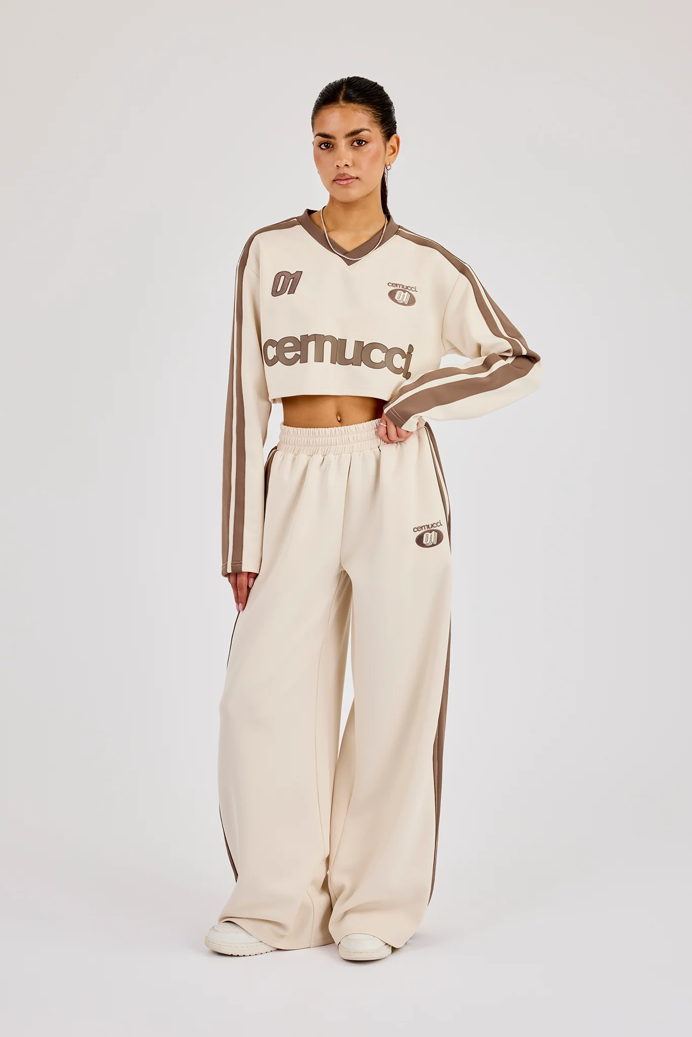 Cropped Football Top - Off White - Image 3
