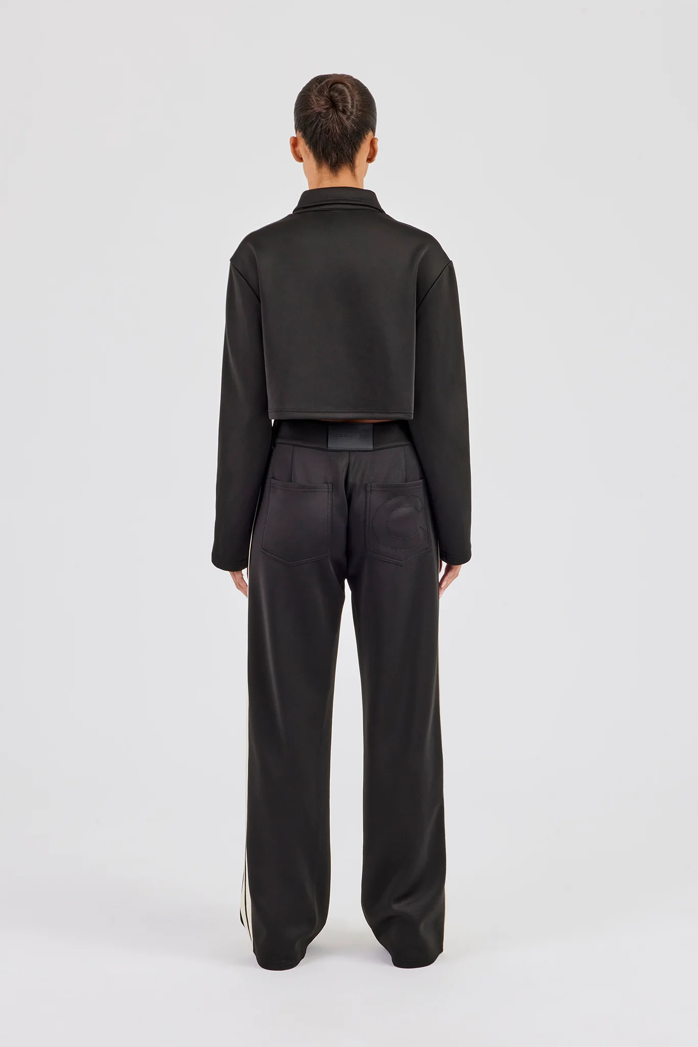 Cropped Harrington Taping Jacket & Tailored Trouser - Black - Image 3
