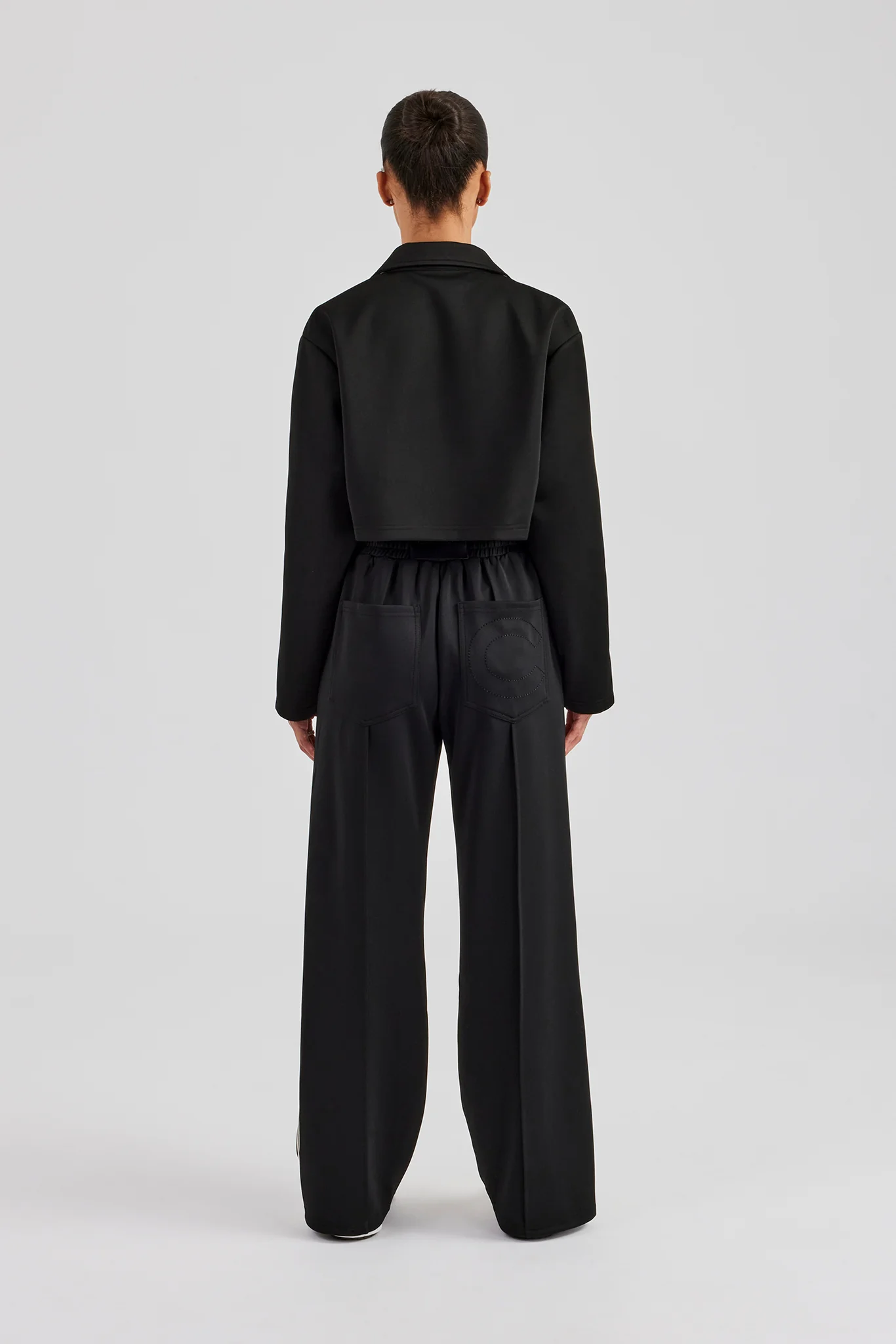 Cropped Harrington Taping Tracksuit - Black - Image 5