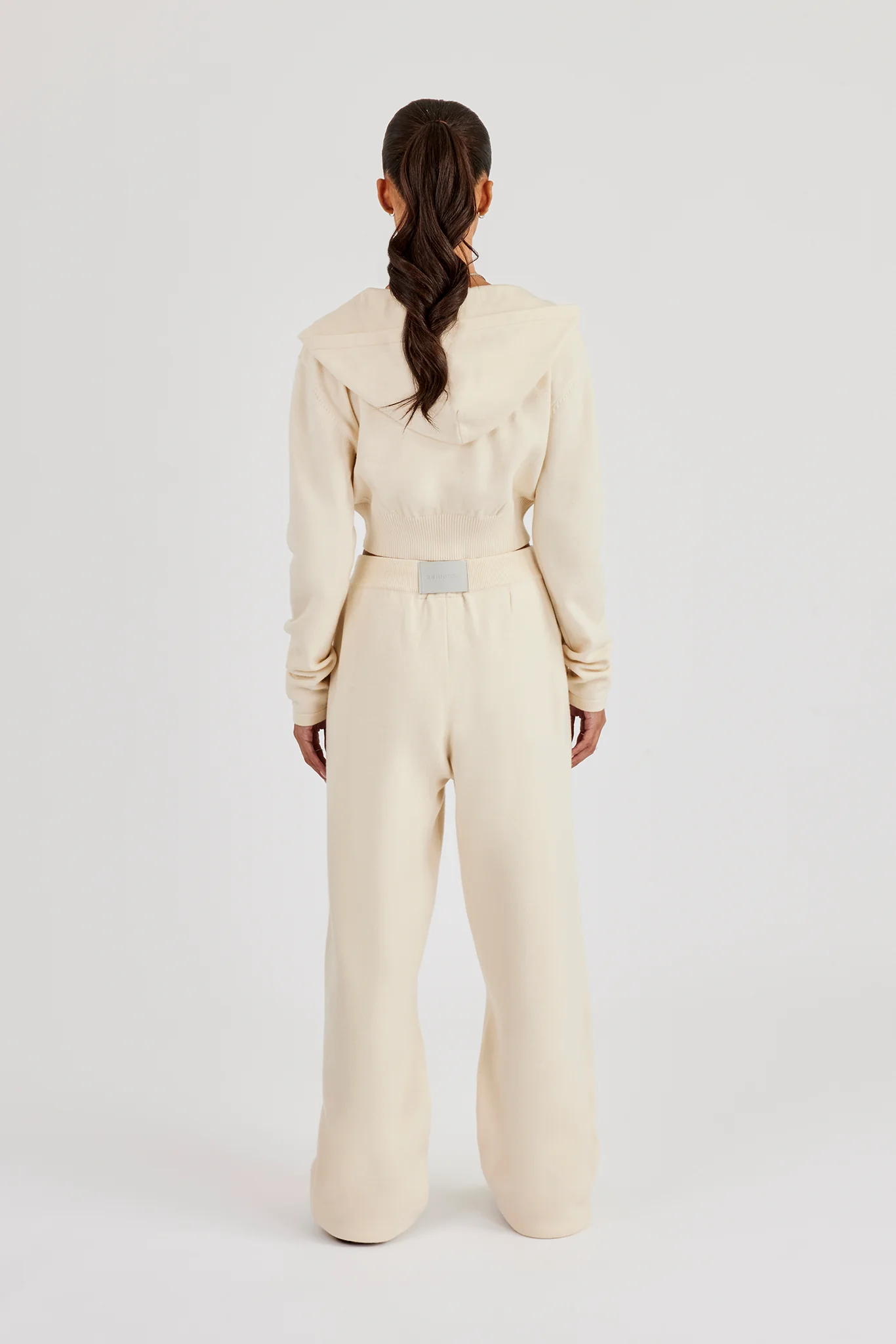Cropped Knit Zip Hoodie & Jogger - Cream - Image 4