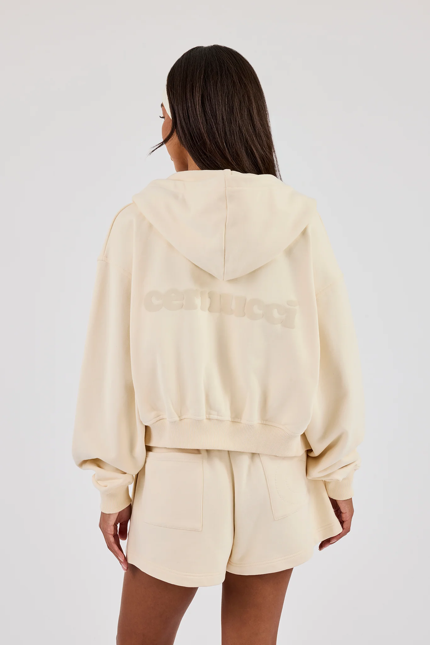 Cropped Zip Through Hoodie - Butter Yellow - Image 3