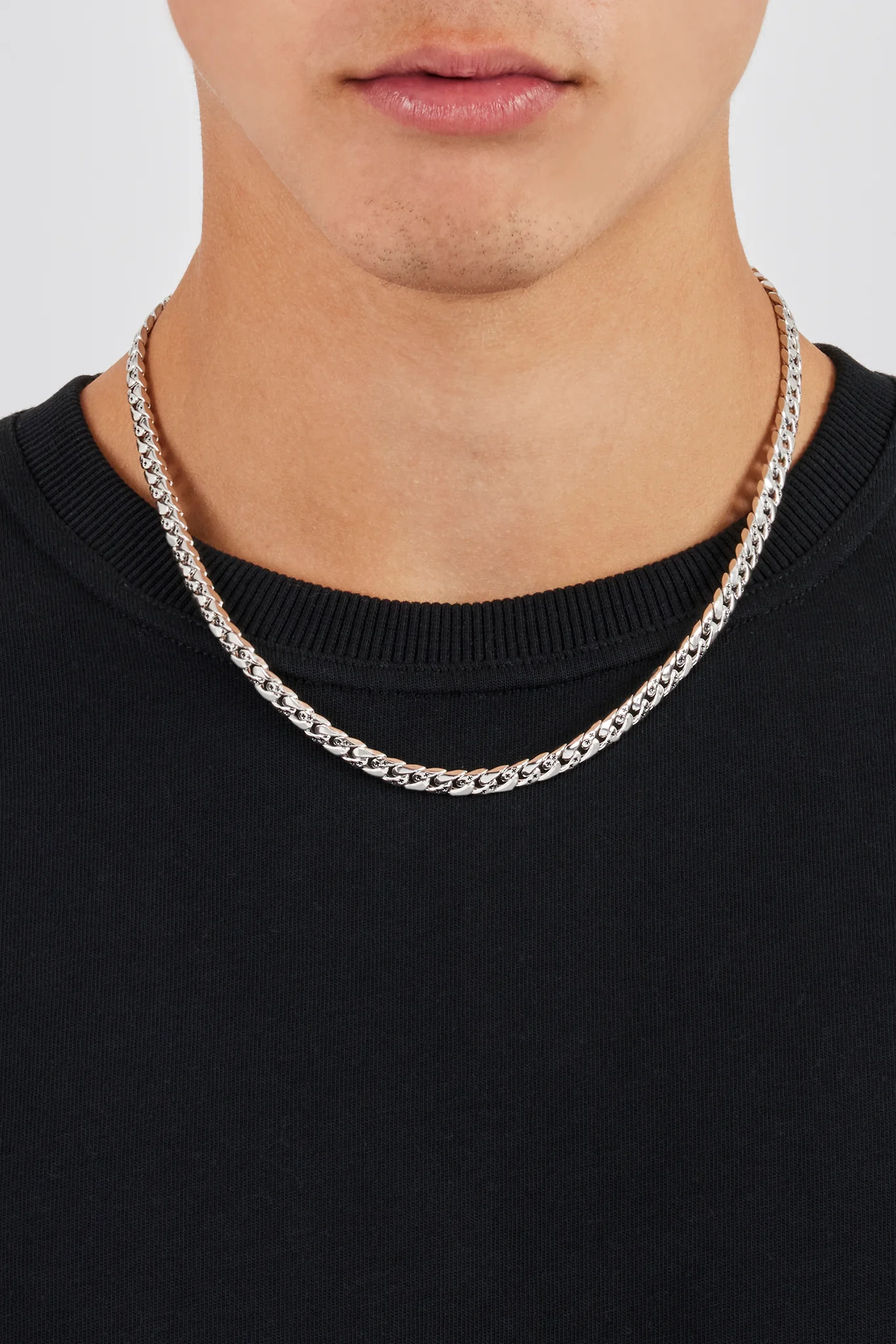 Cross Engraved Flat Cuban Chain - 6mm