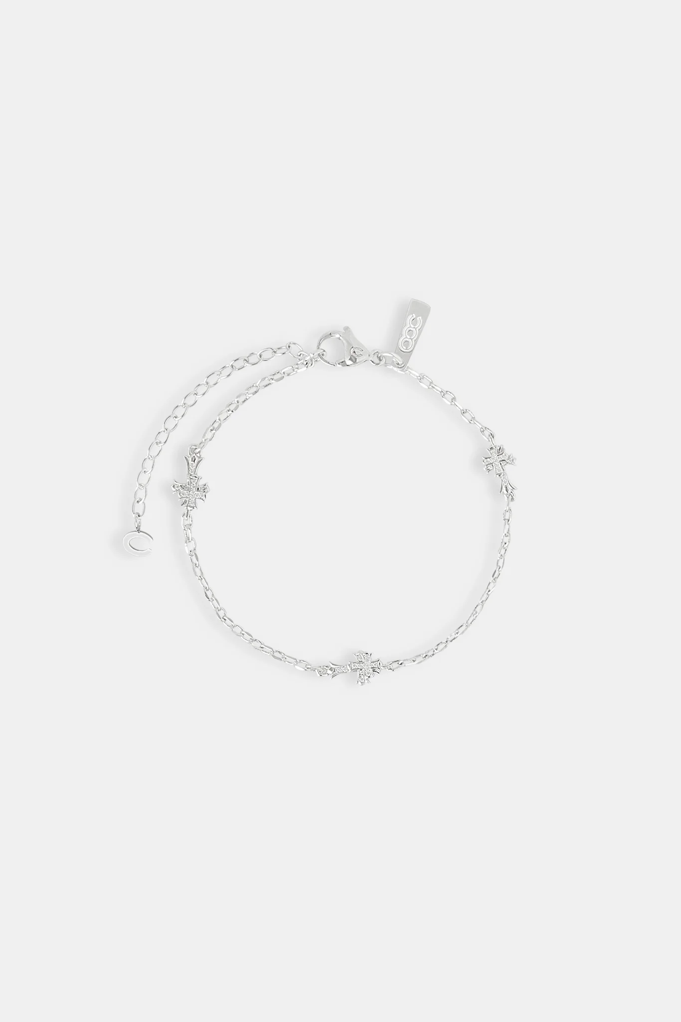 Cross Thin Link Anklet - 2.5mm - White - Image 2