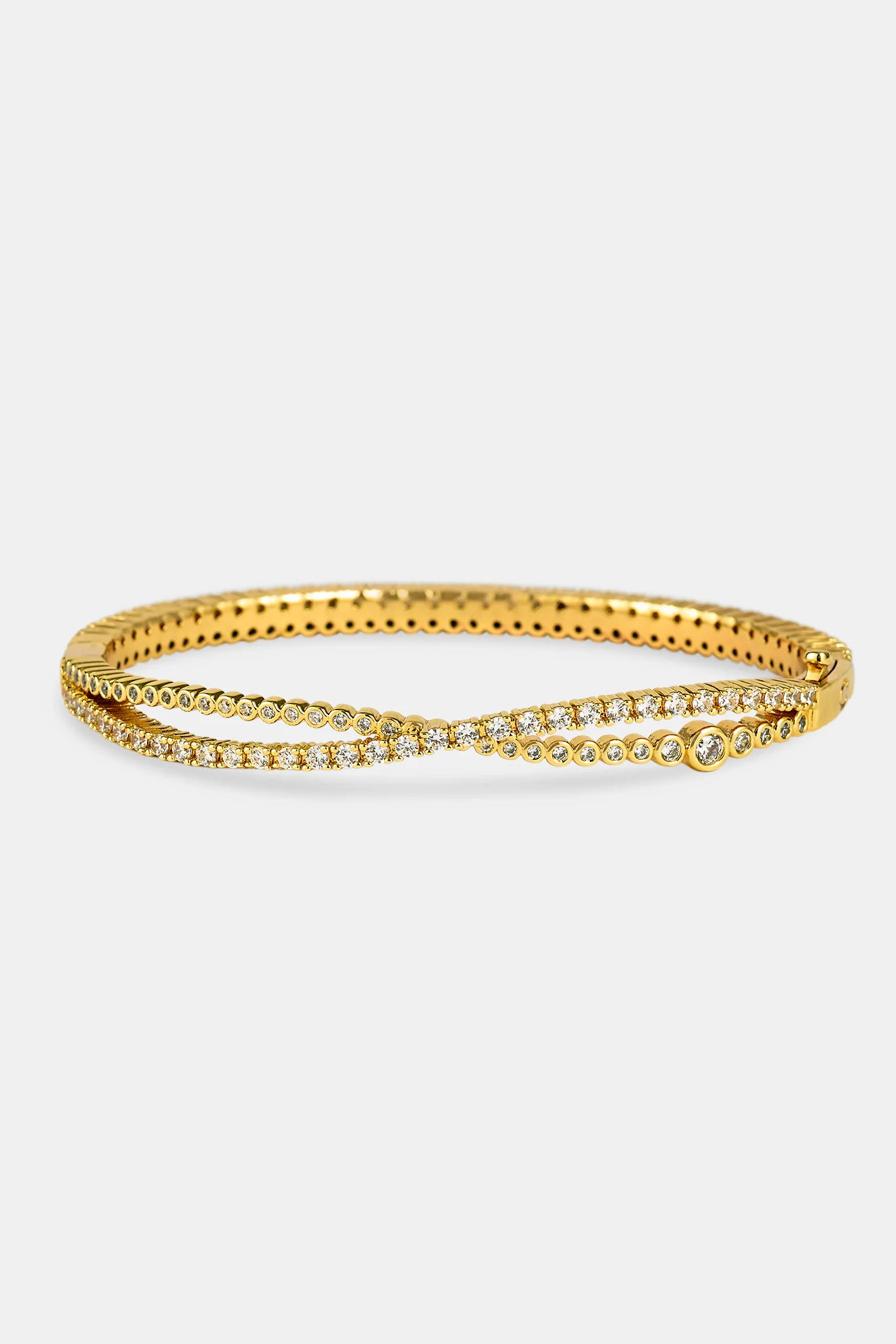Crossover Mixed Shape Bangle - 2mm - Gold