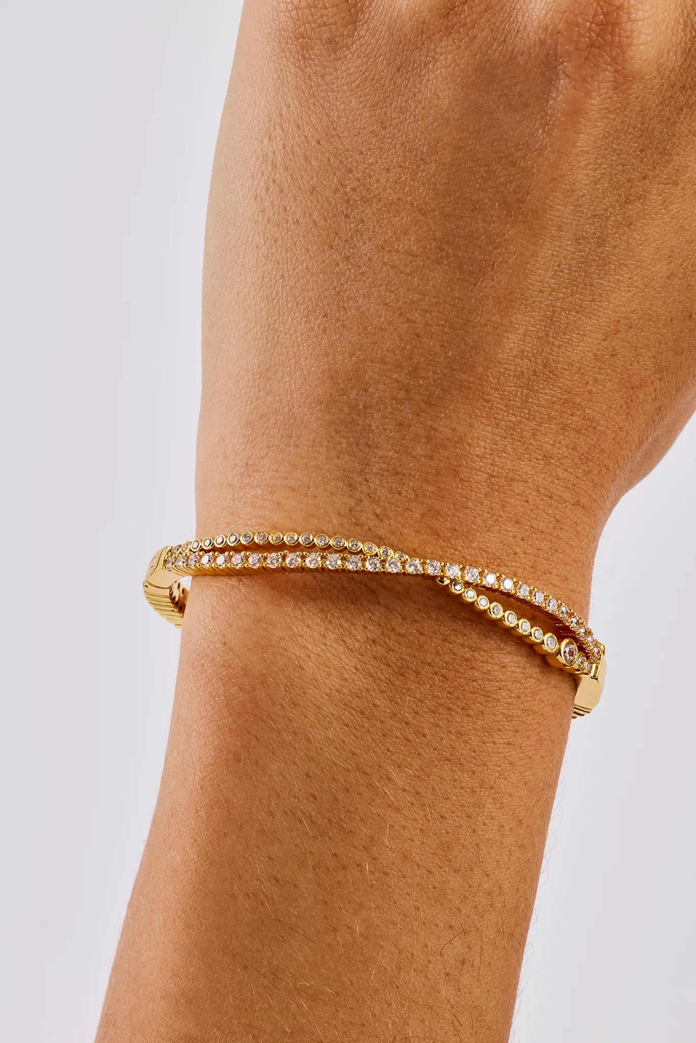 Crossover Mixed Shape Bangle - 2mm - Gold - Image 2
