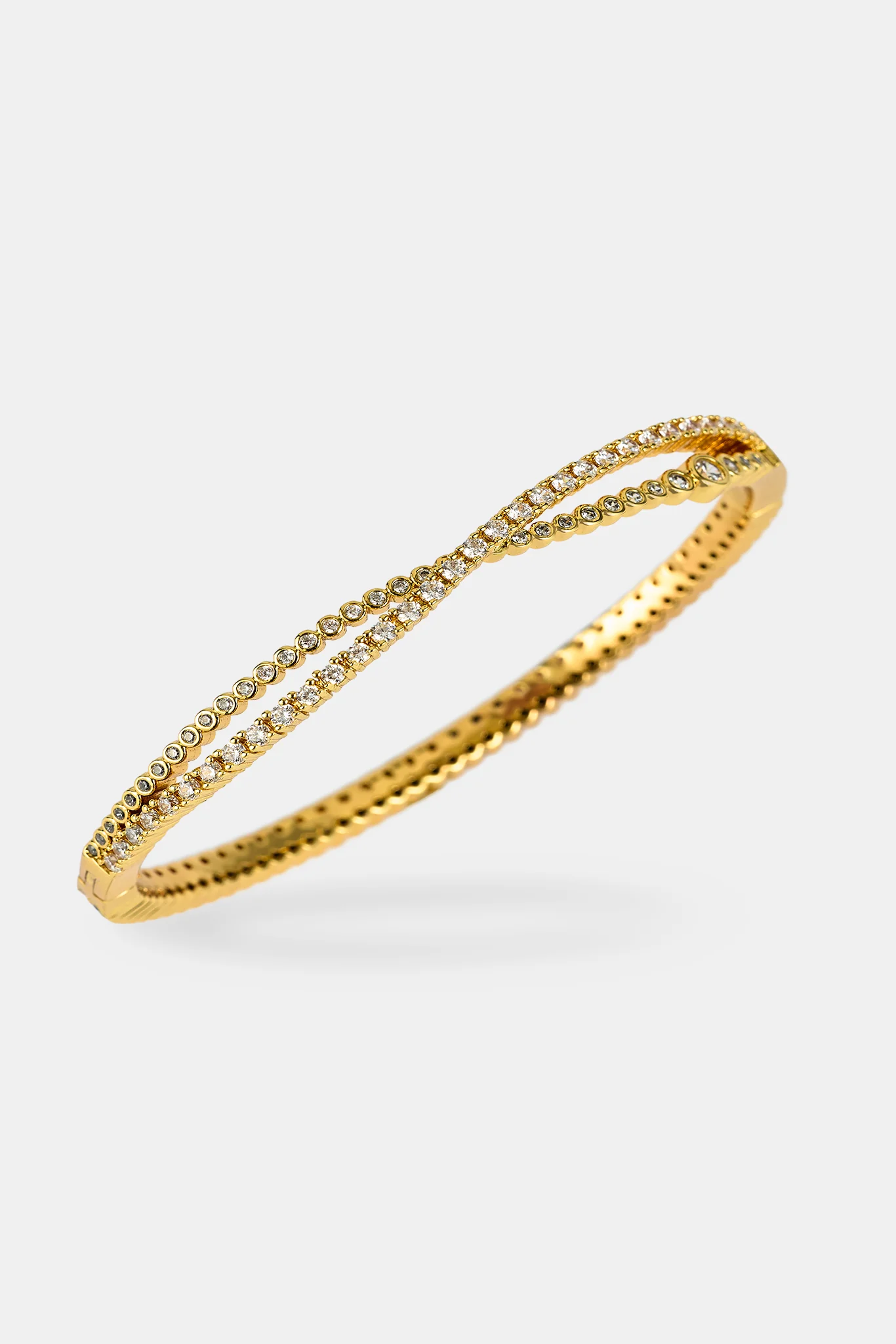 Crossover Mixed Shape Bangle - 2mm - Gold - Image 3