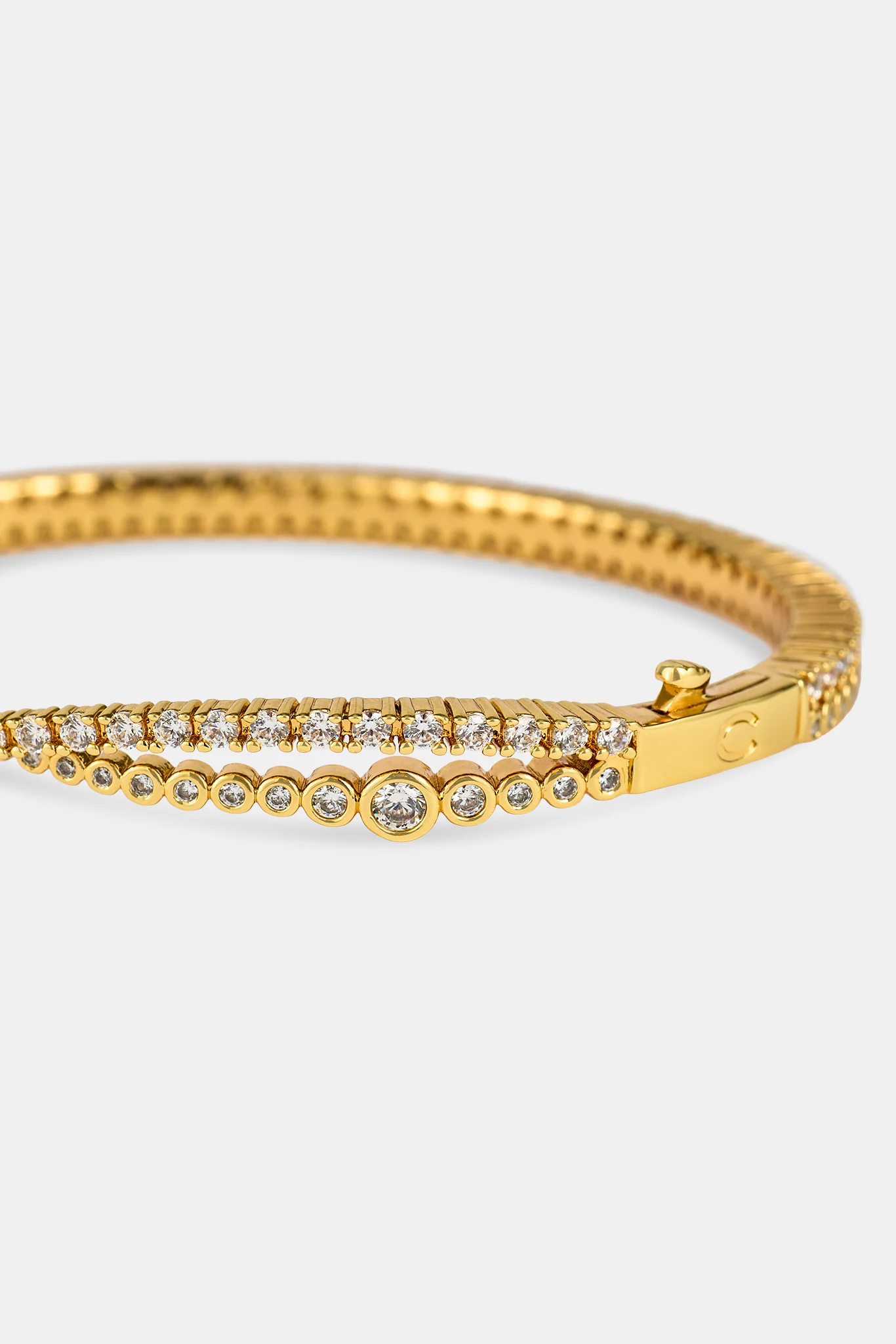 Crossover Mixed Shape Bangle - 2mm - Gold - Image 4