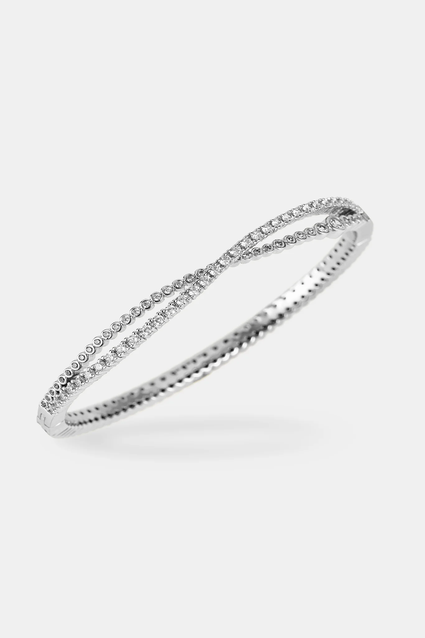 Crossover Mixed Shape Bangle - 2mm - White - Image 2