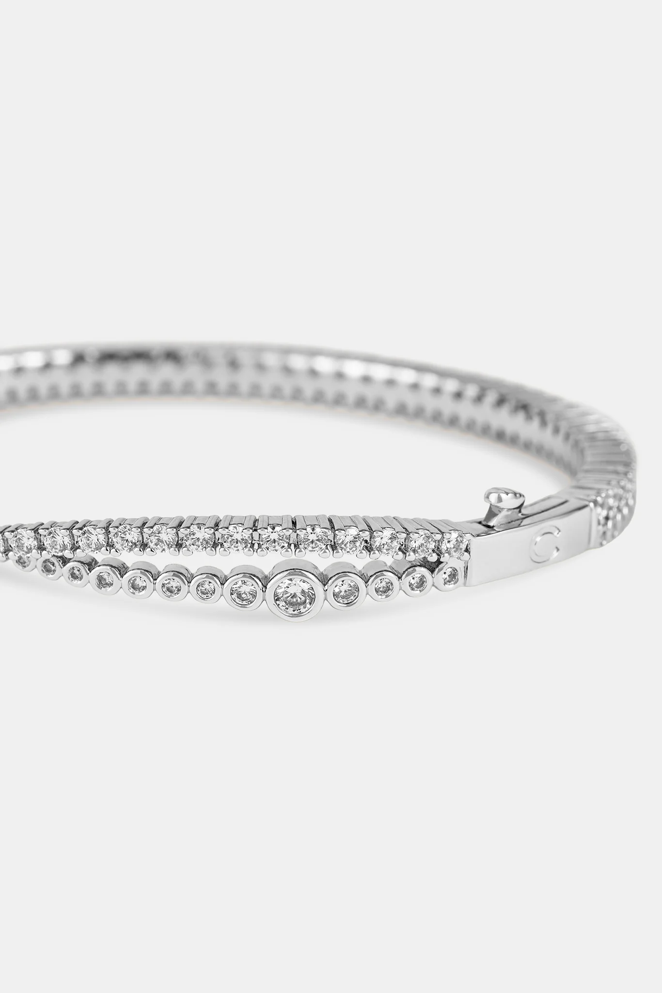Crossover Mixed Shape Bangle - 2mm - White - Image 3