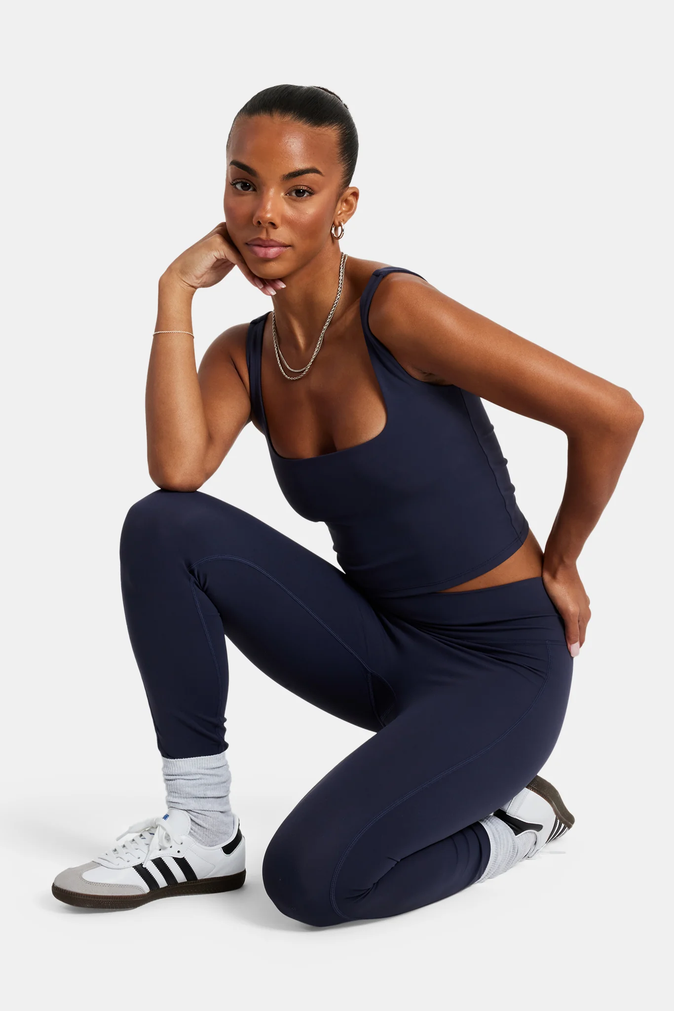 Deep Waistband Legging - Navy - Image 3