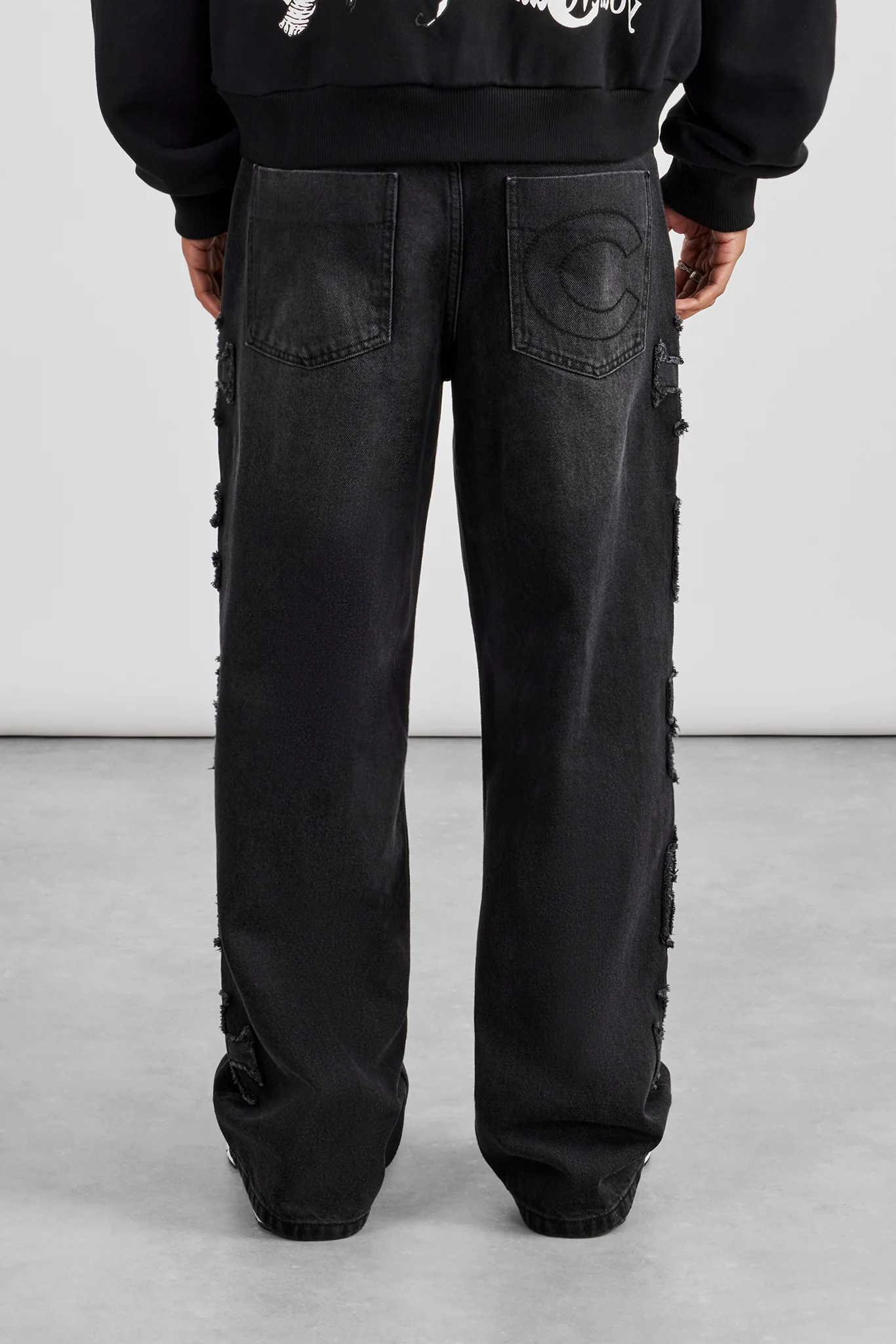 Denim Applique C86 Baggy Jean - Washed Black - Image 3