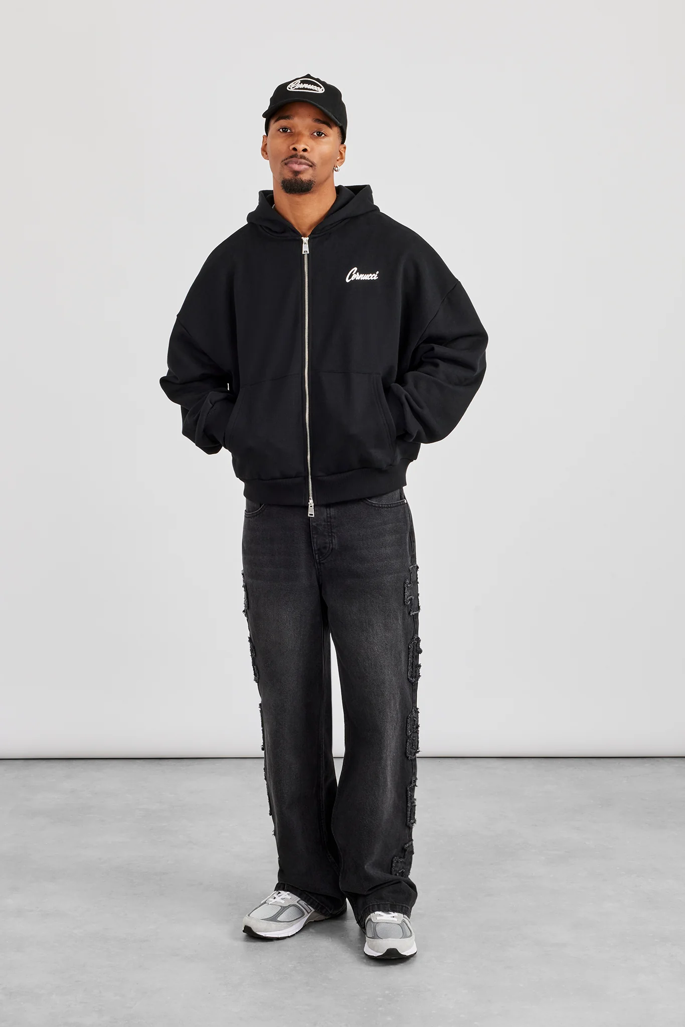 Denim Applique C86 Baggy Jean - Washed Black - Image 4