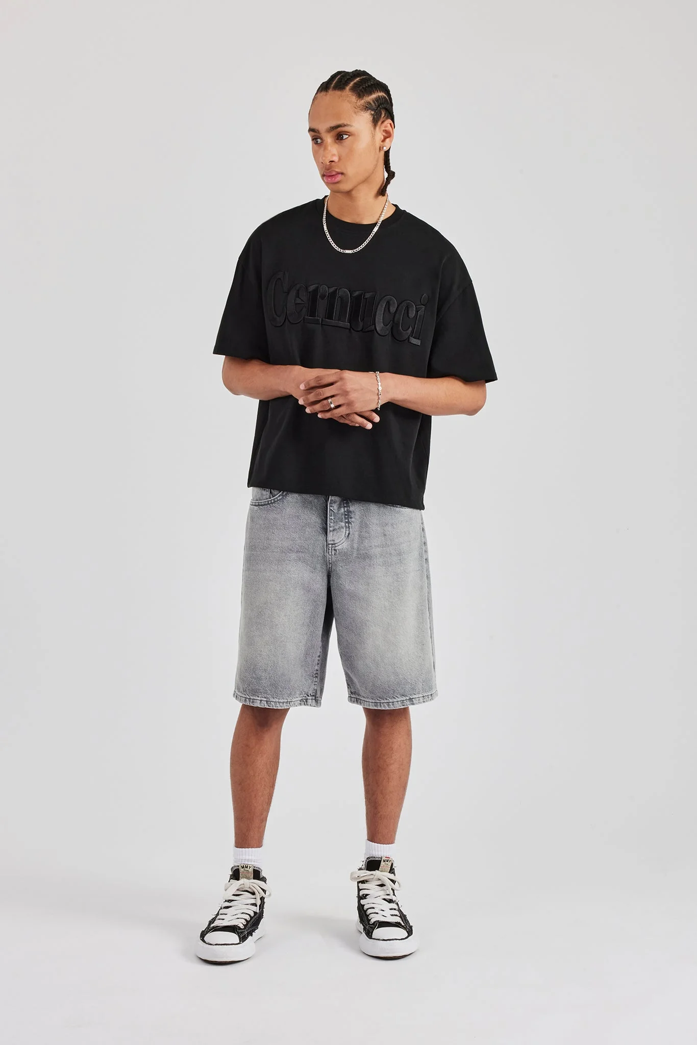 Denim Bermuda Jorts - Washed Grey - Image 5