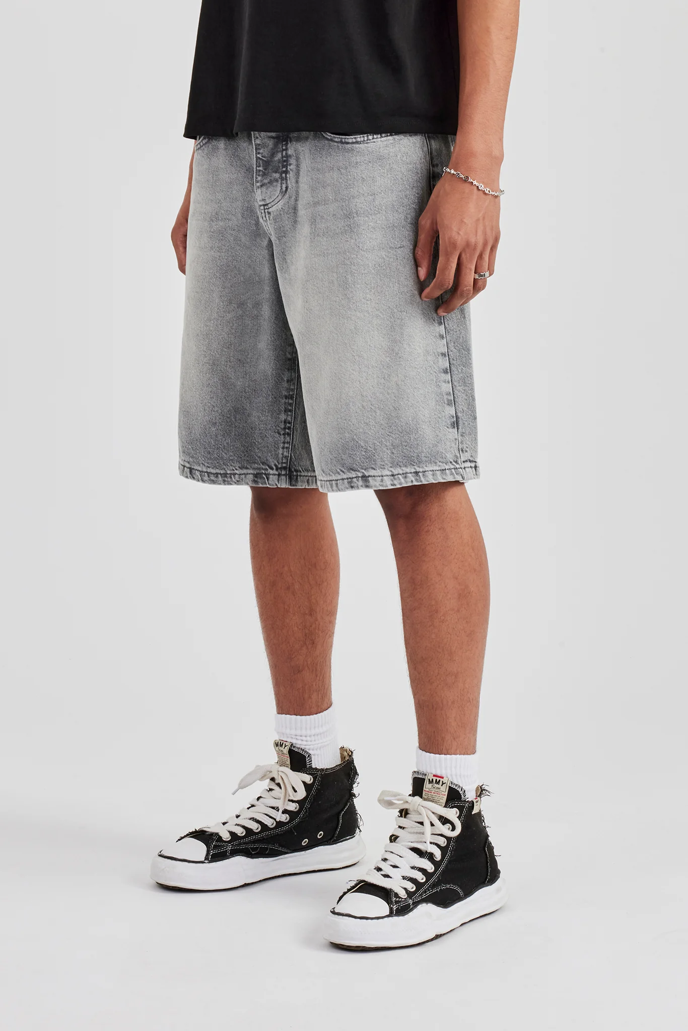 Denim Bermuda Jorts - Washed Grey - Image 6