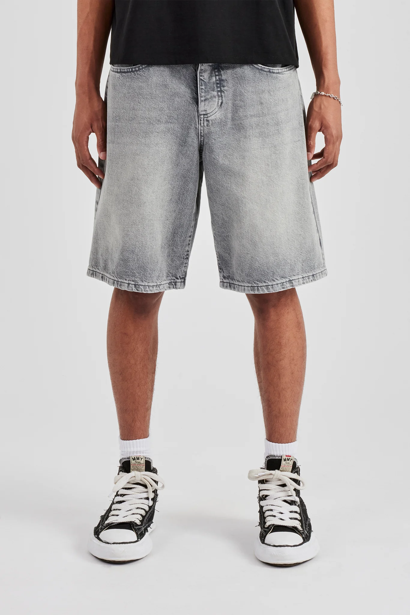 Denim Bermuda Jorts - Washed Grey - Image 7