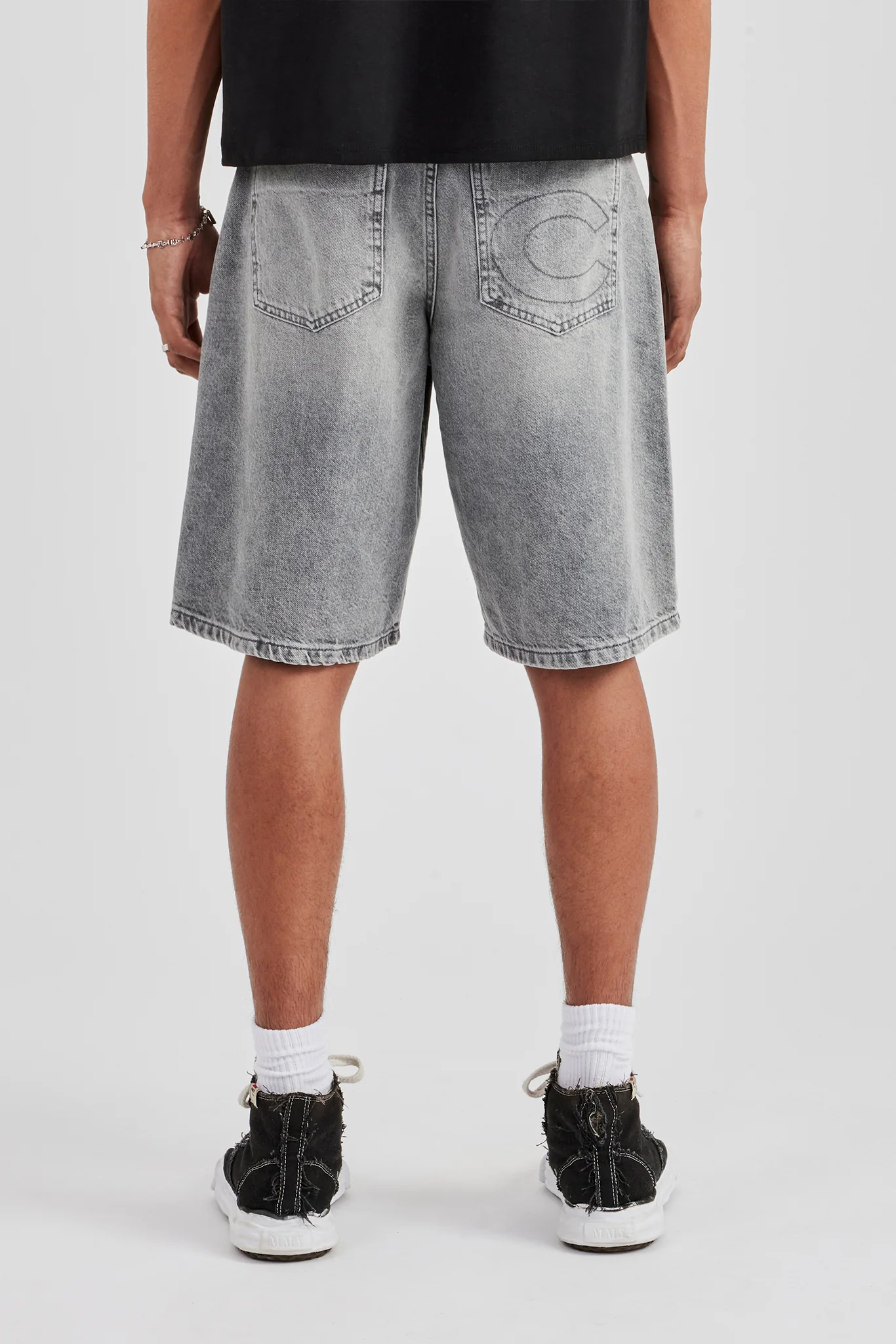 Denim Bermuda Jorts - Washed Grey - Image 8