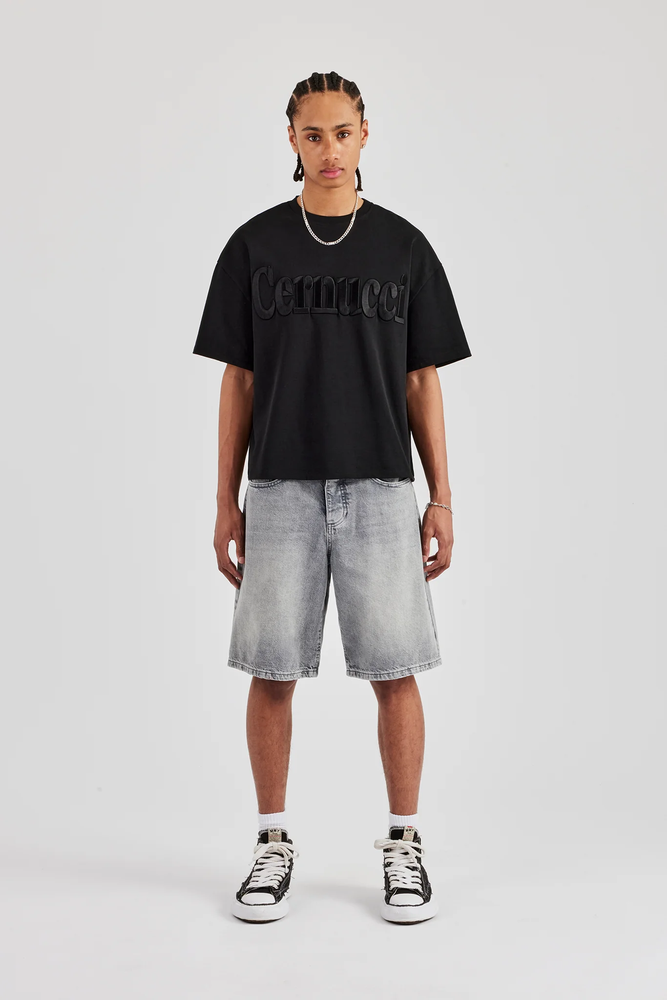 Denim Bermuda Jorts - Washed Grey - Image 9