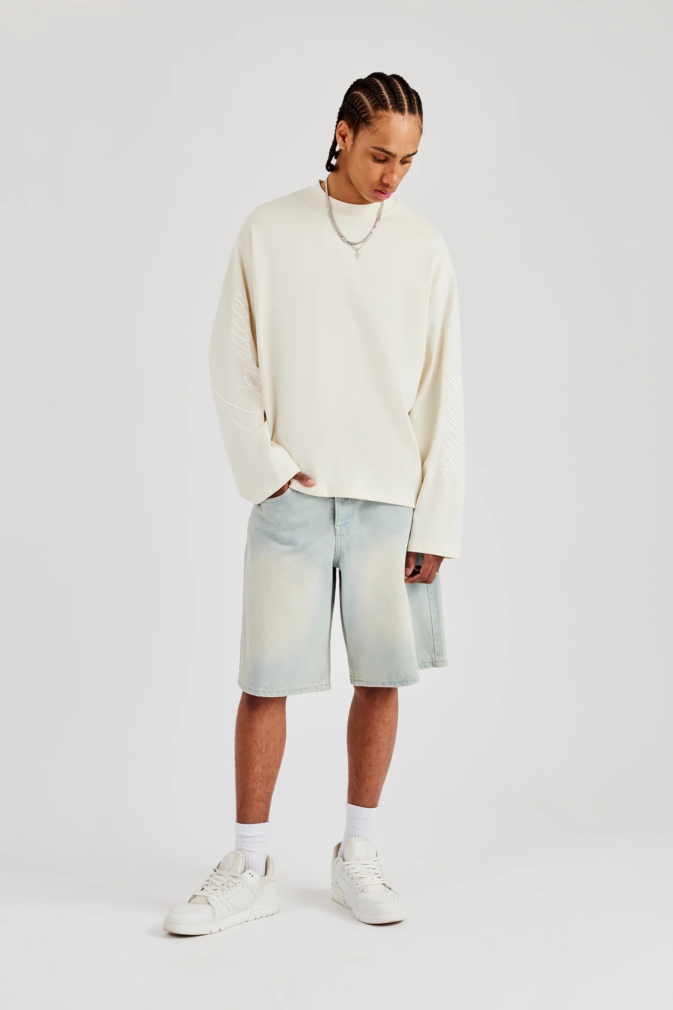 Denim Bermuda Jorts - Bleach Wash - Image 10