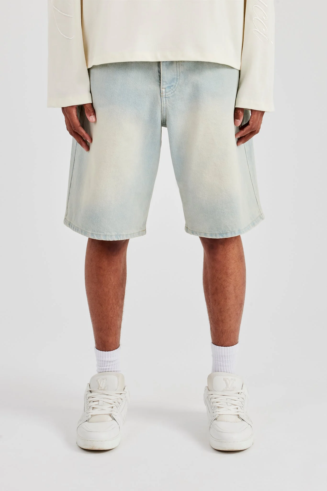 Denim Bermuda Jorts - Bleach Wash - Image 2
