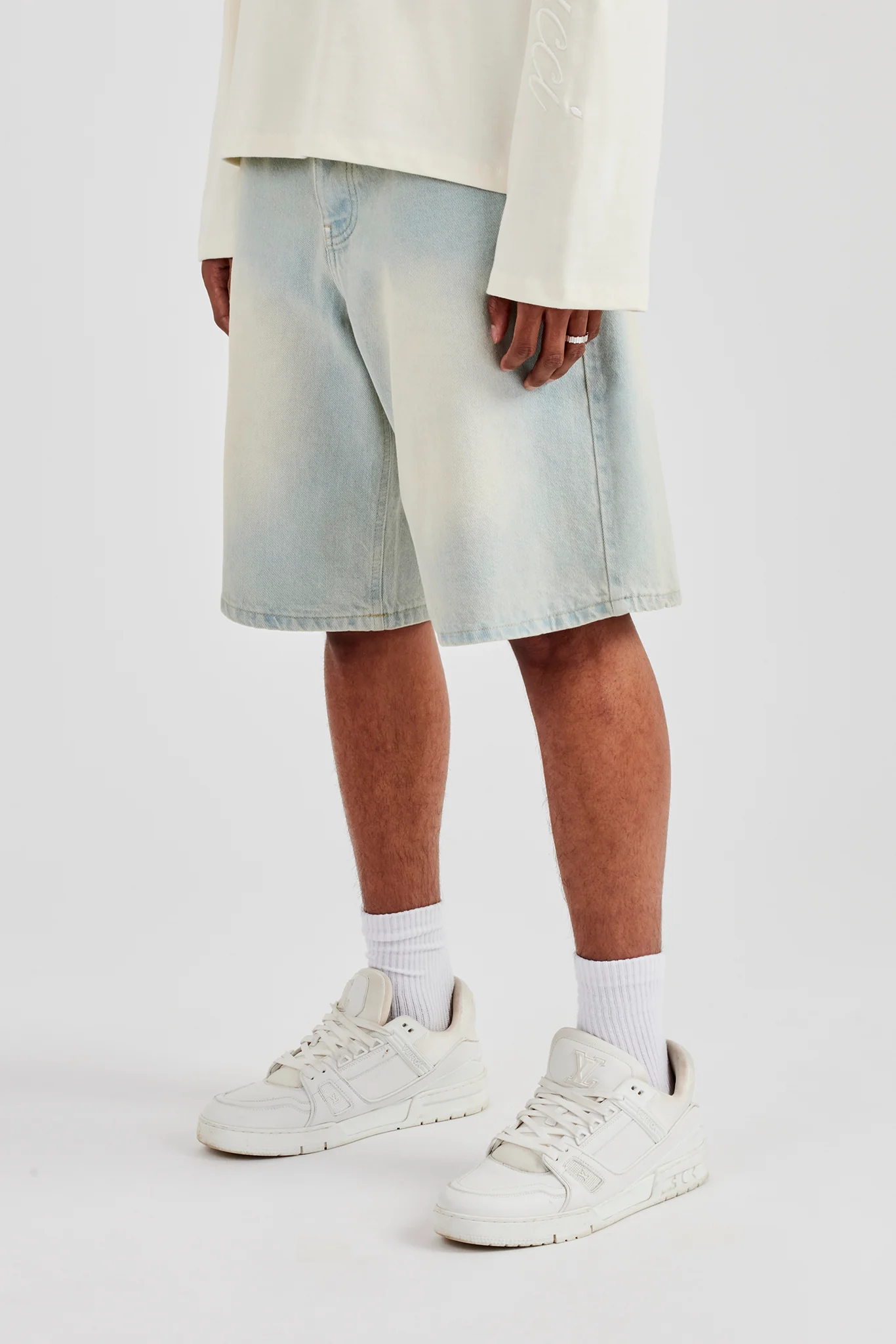 Denim Bermuda Jorts - Bleach Wash - Image 6