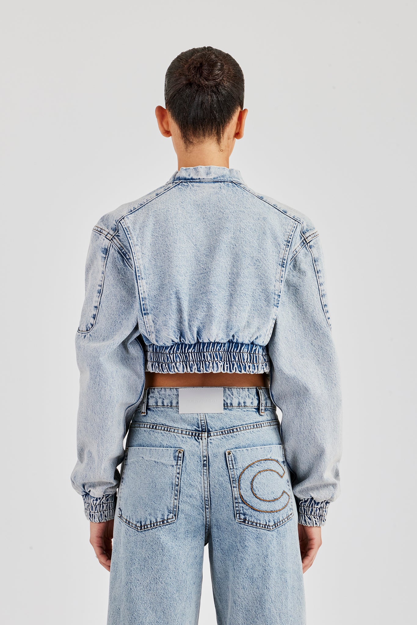 Denim Bomber Jacket - Light Vintage - Image 3