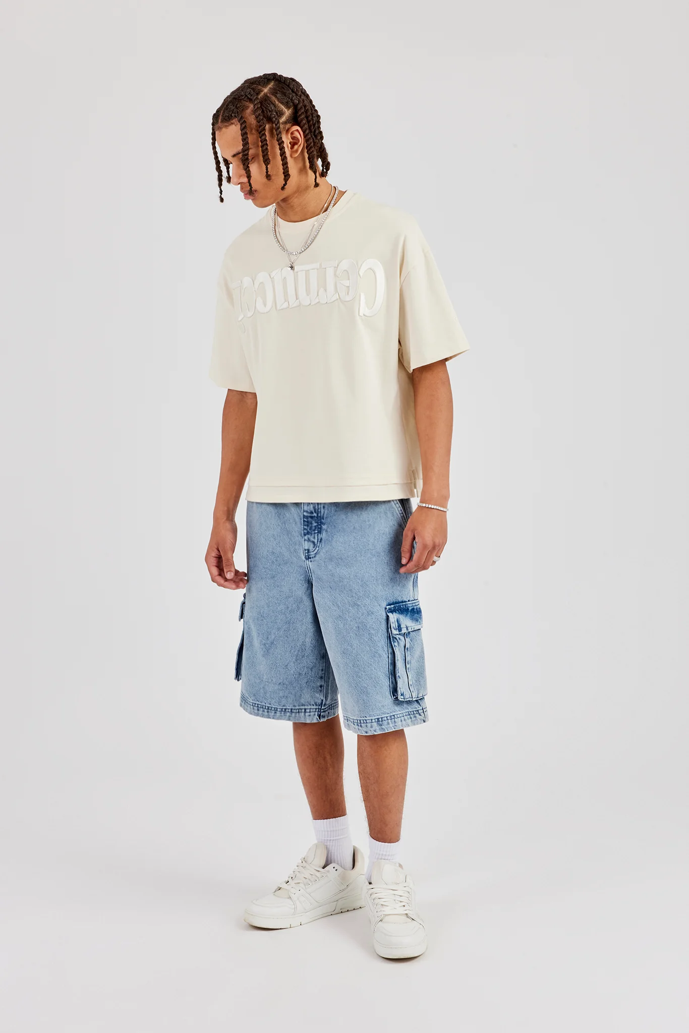 Denim Cargo Bermuda Jort - Light Blue - Image 4