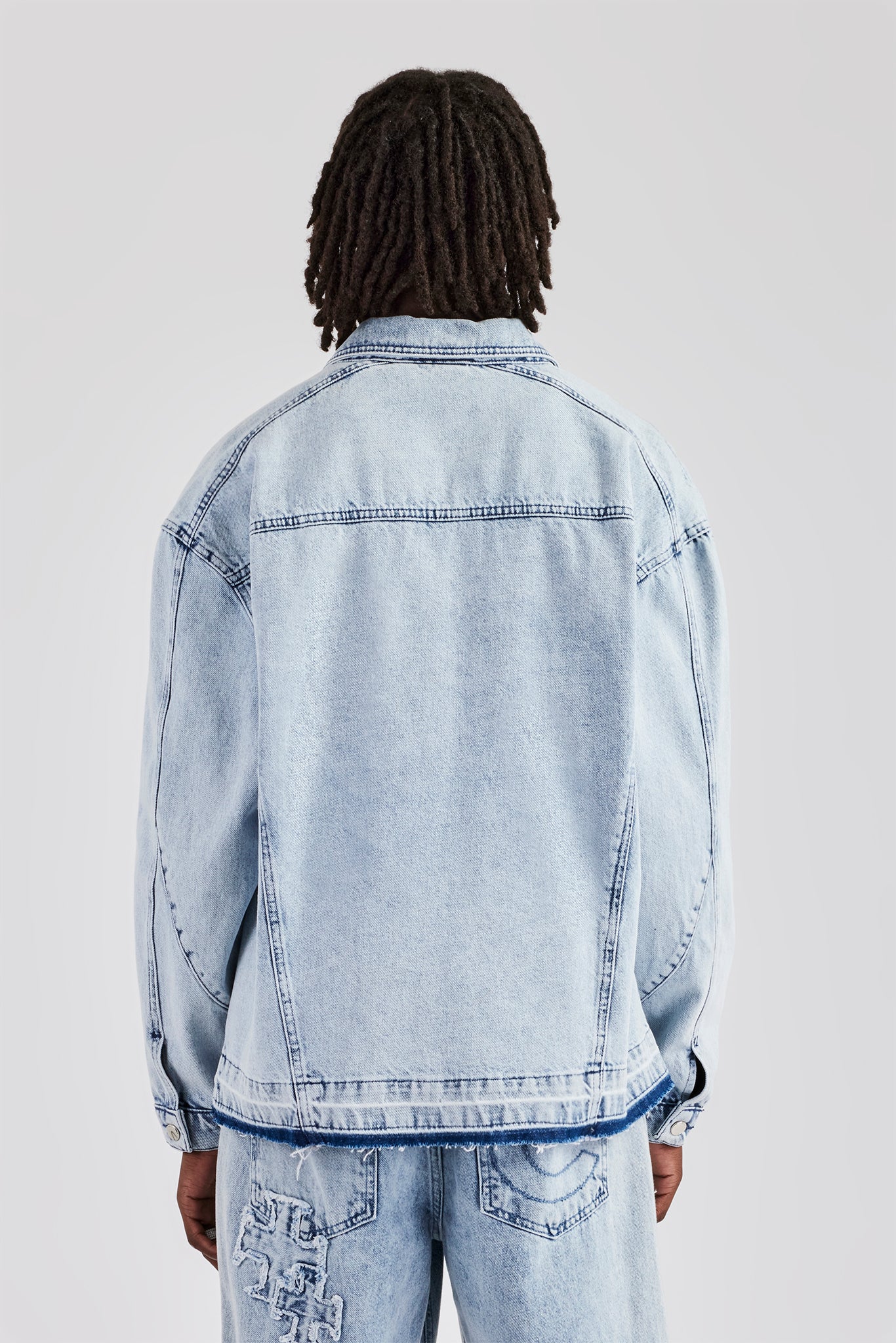 Denim Zip Jacket - Light Blue - Image 3