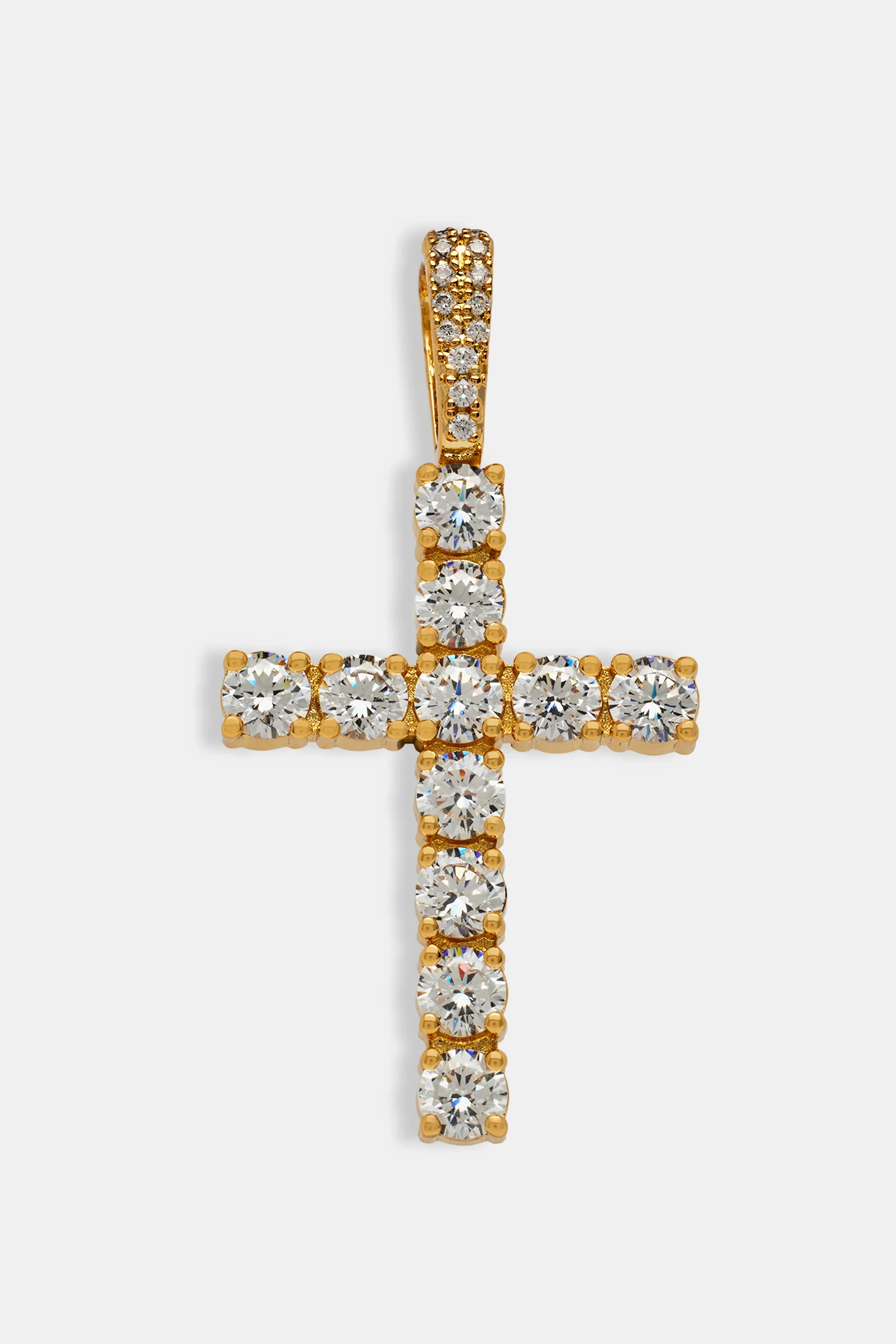 Iced Cross Pendant - Gold - 30mm - Image 2
