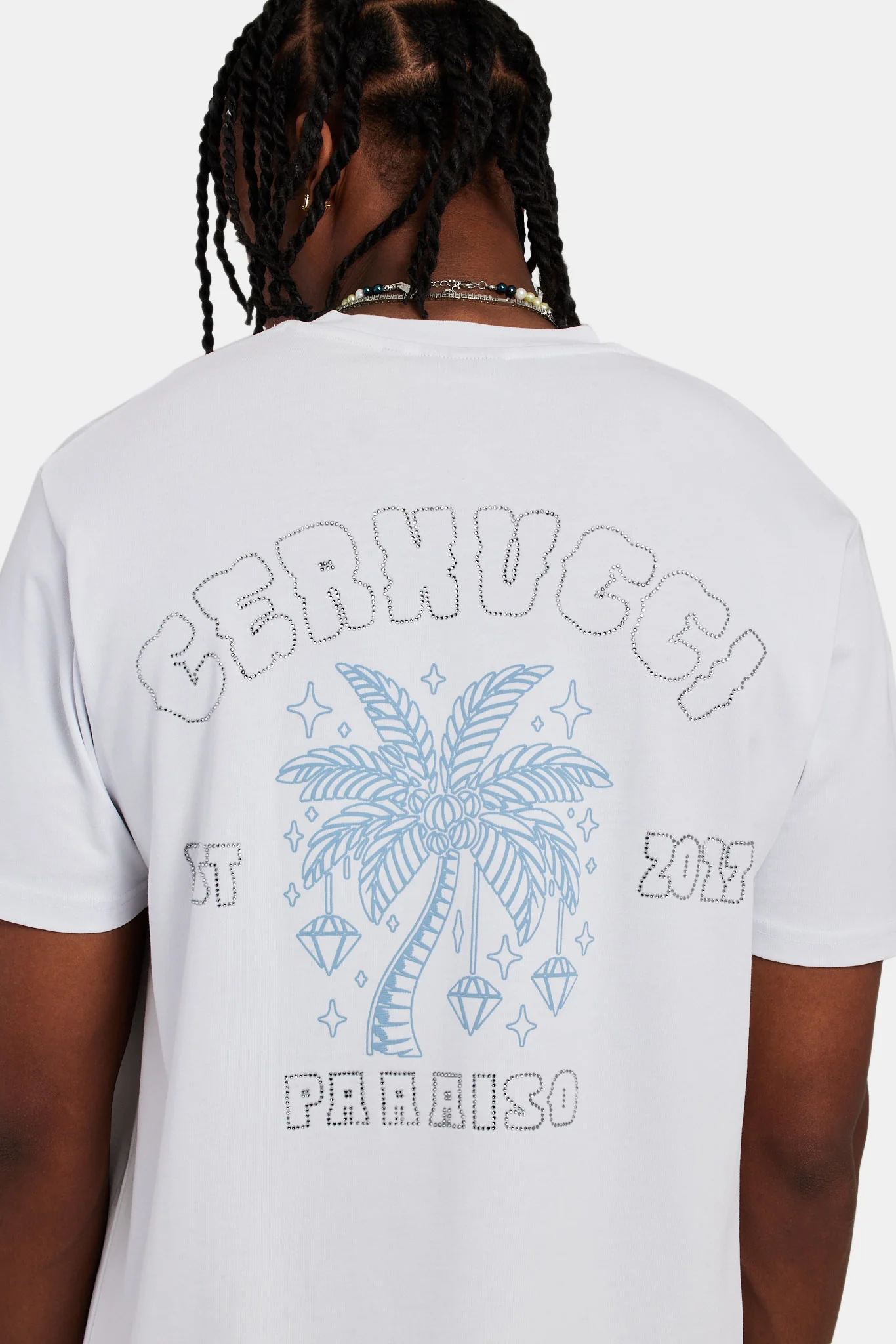 Diamond Palm Outline Oversized T-Shirt - White - Image 4