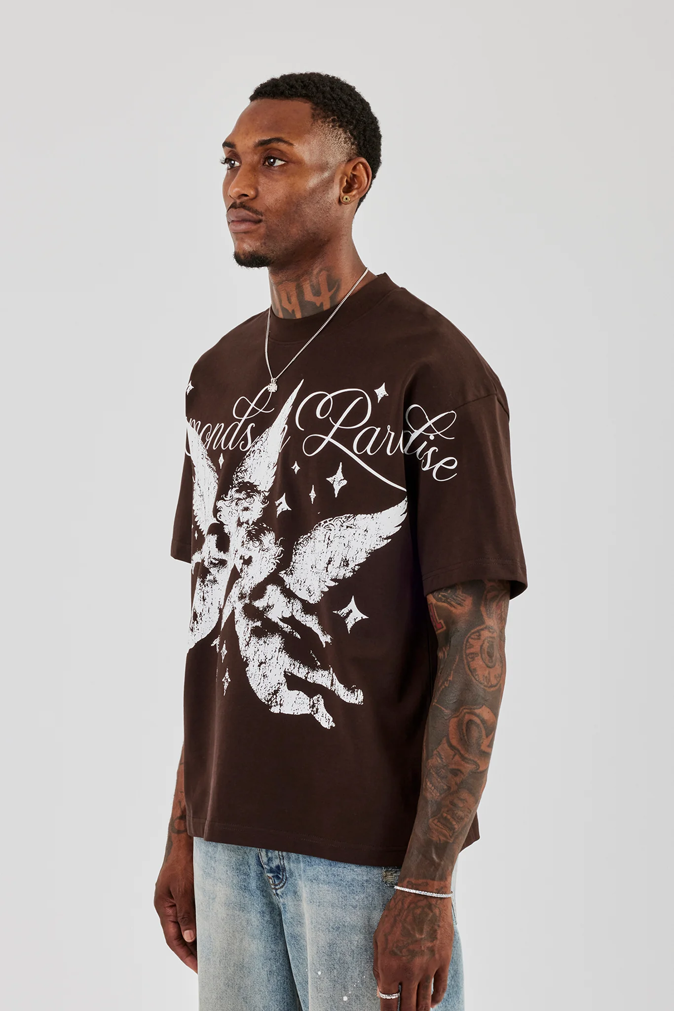 Diamonds In Paradise Oversized T-Shirt - Chocolate - Image 3