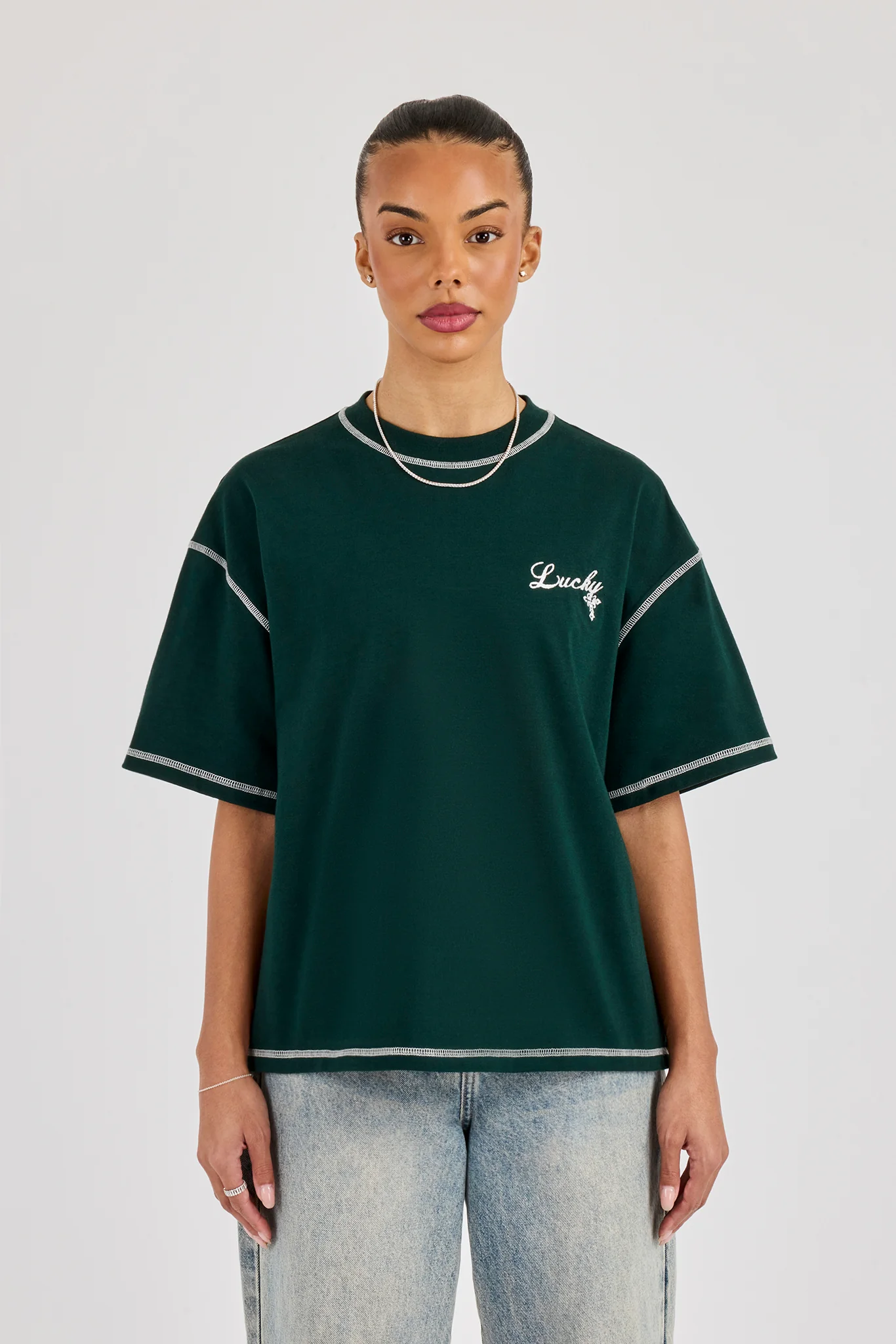Distressed 86 Oversized T-Shirt - Bottle Green - Image 3