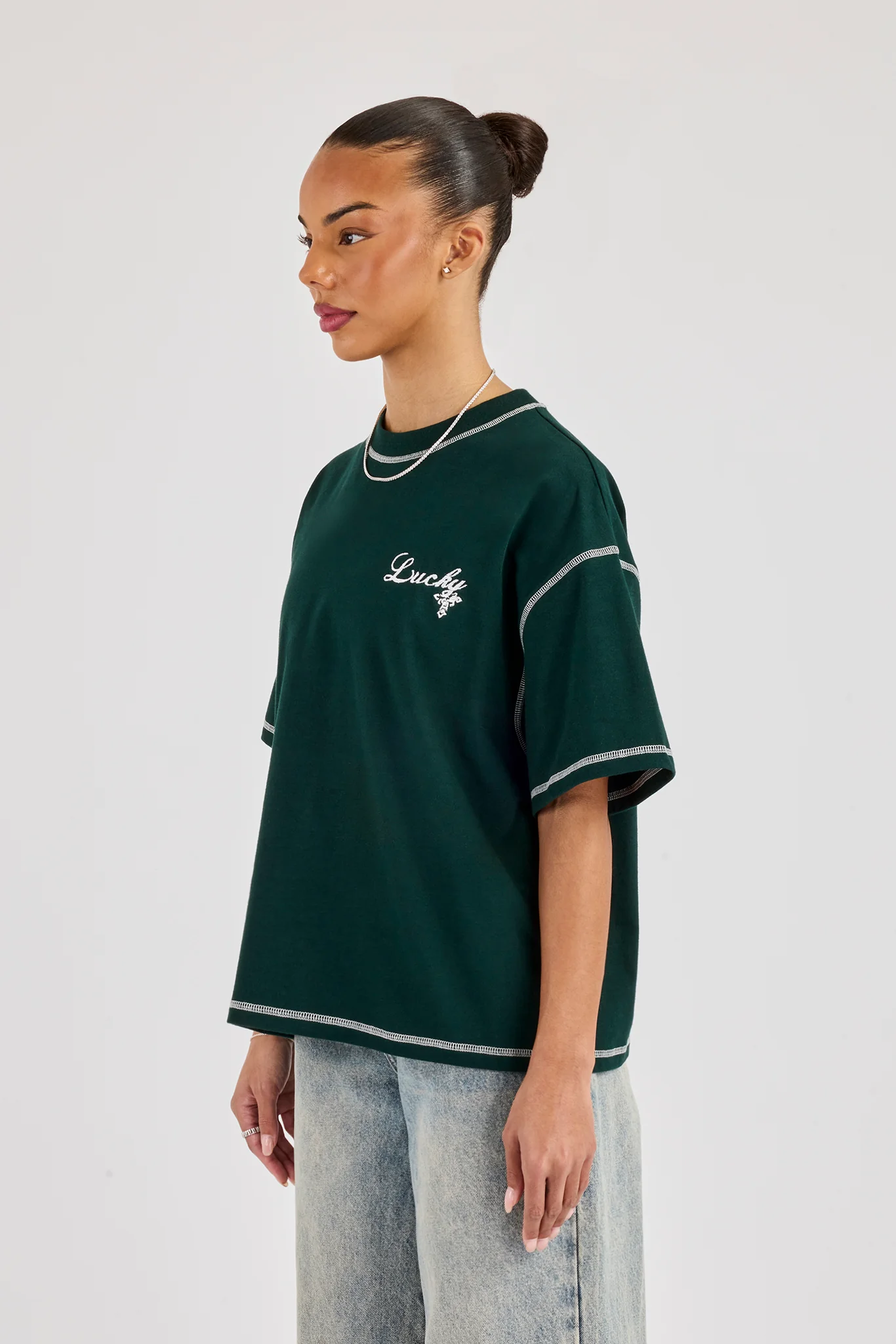 Distressed 86 Oversized T-Shirt - Bottle Green - Image 4