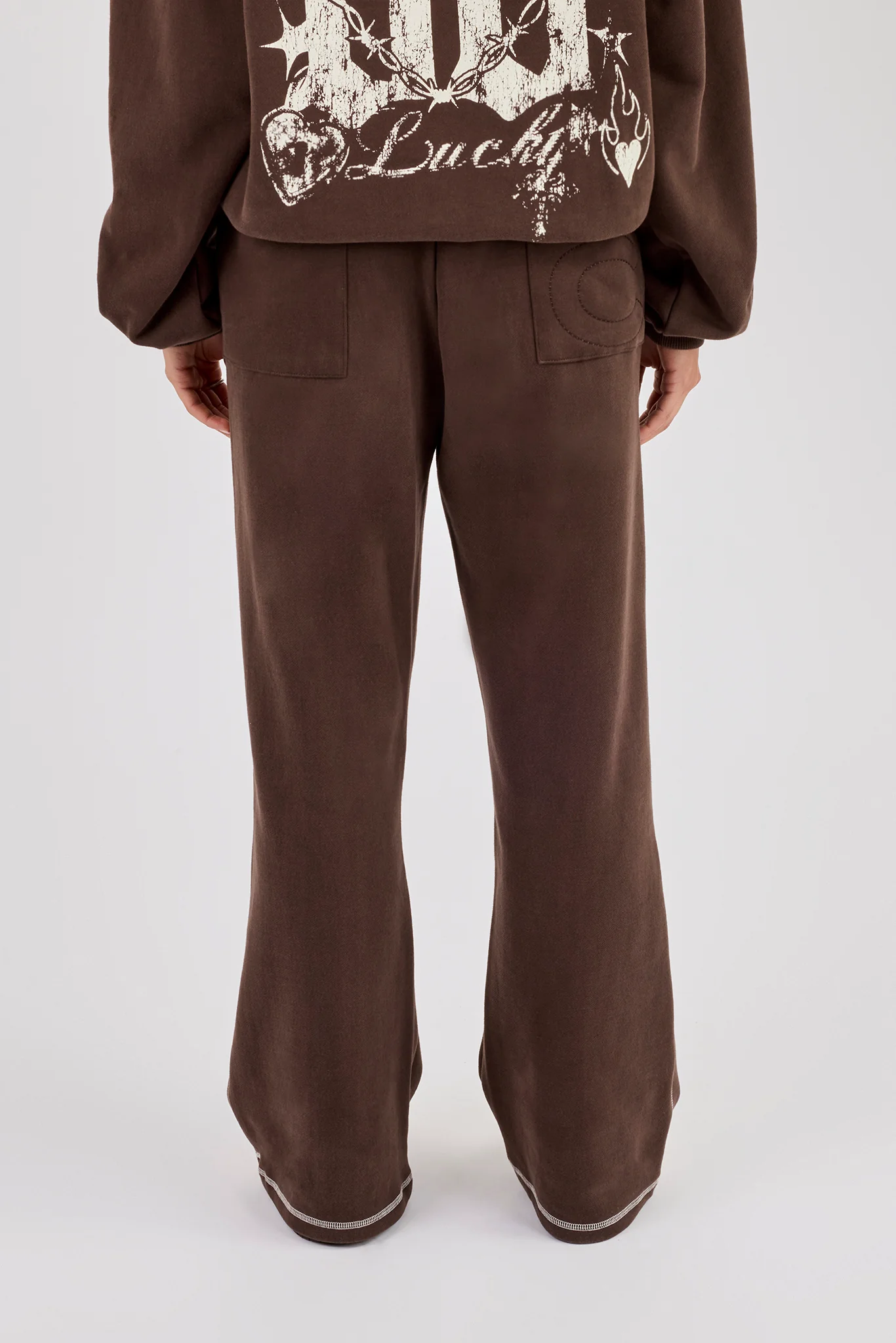 Distressed 86 Wide Leg Jogger - Chocolate - Image 3