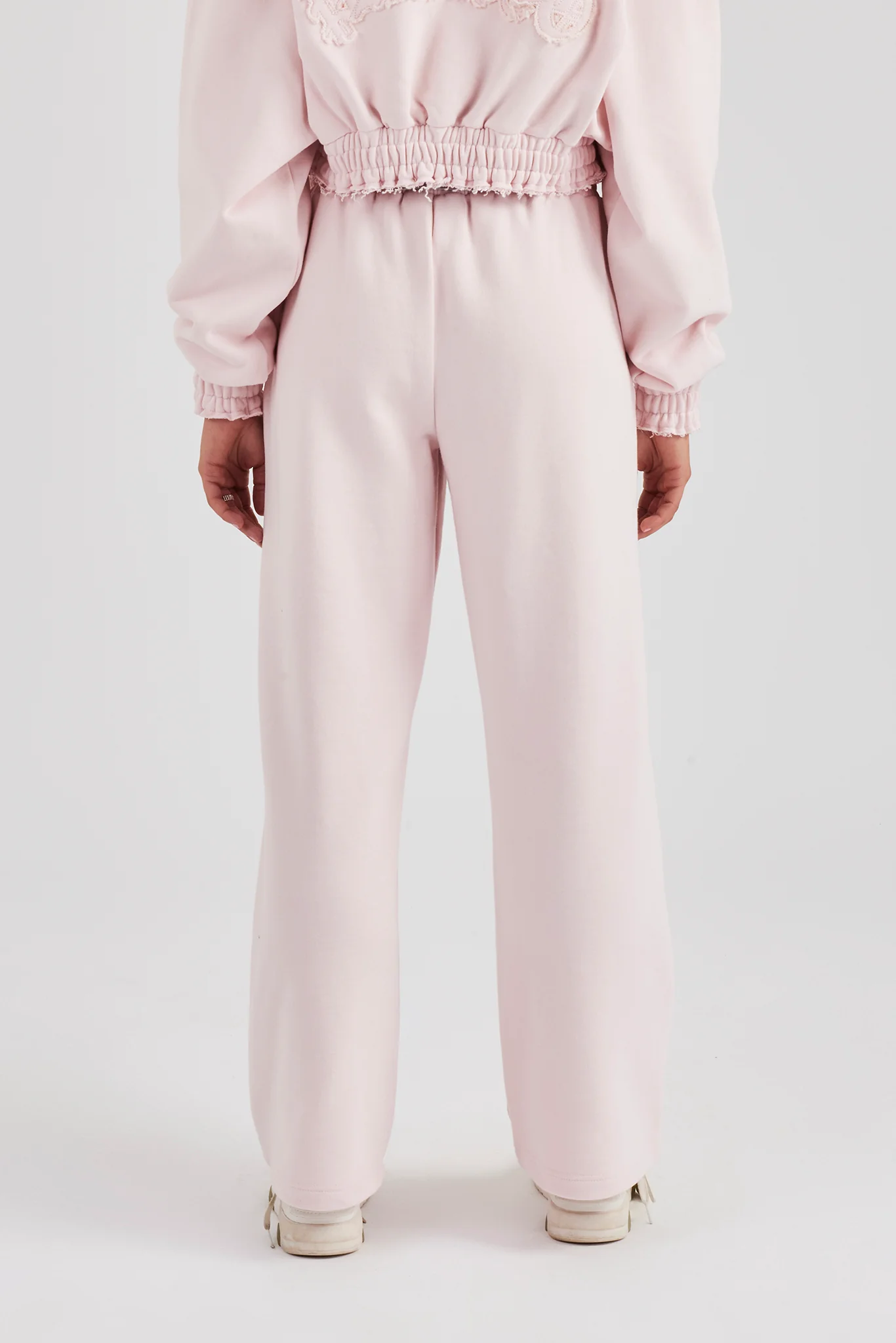 Distressed Applique Wide Leg Jogger - Baby Pink - Image 3